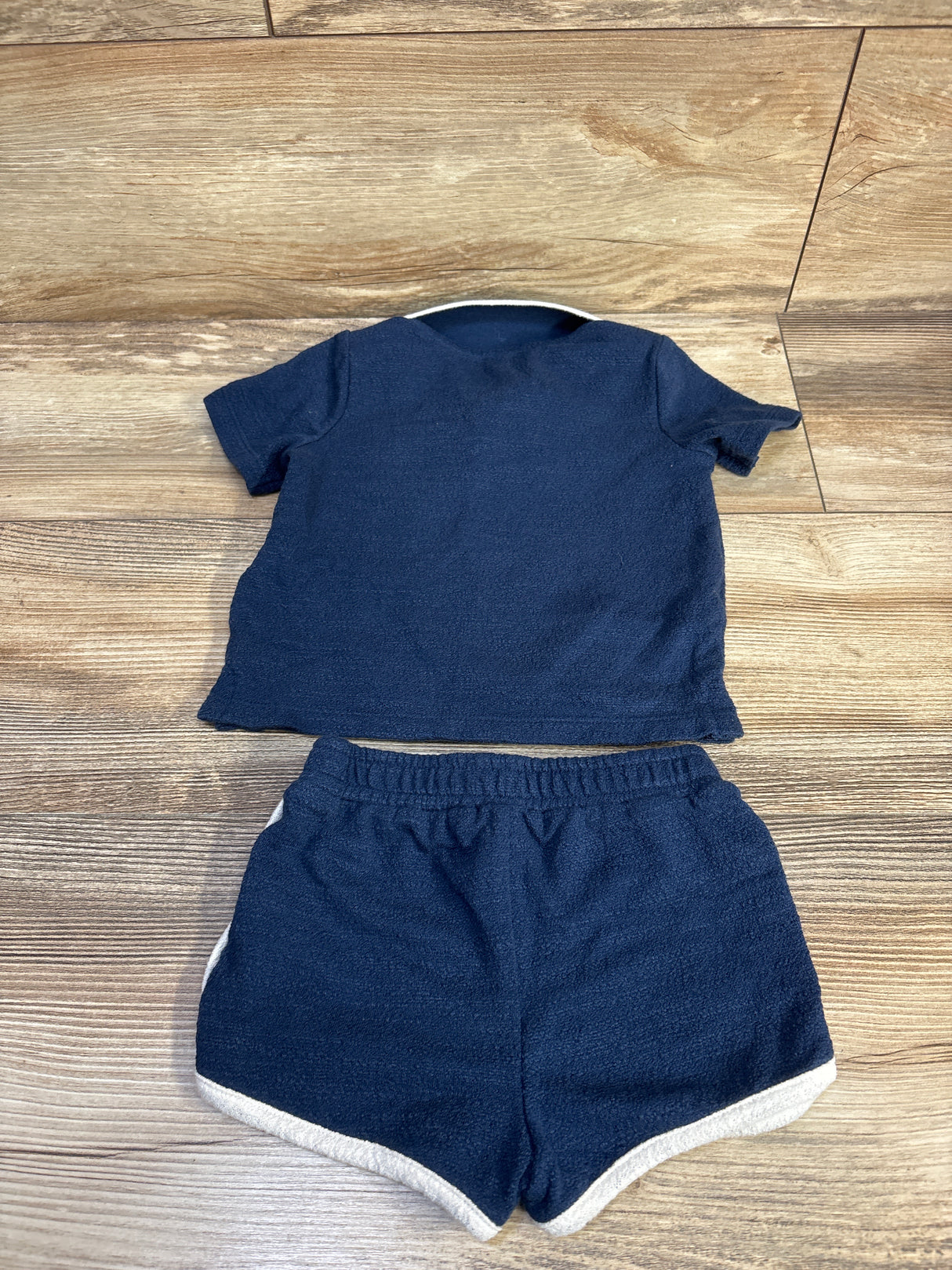Old Navy 2pc Terry Polo Shirt & Shorts Set Blue sz 6-12m