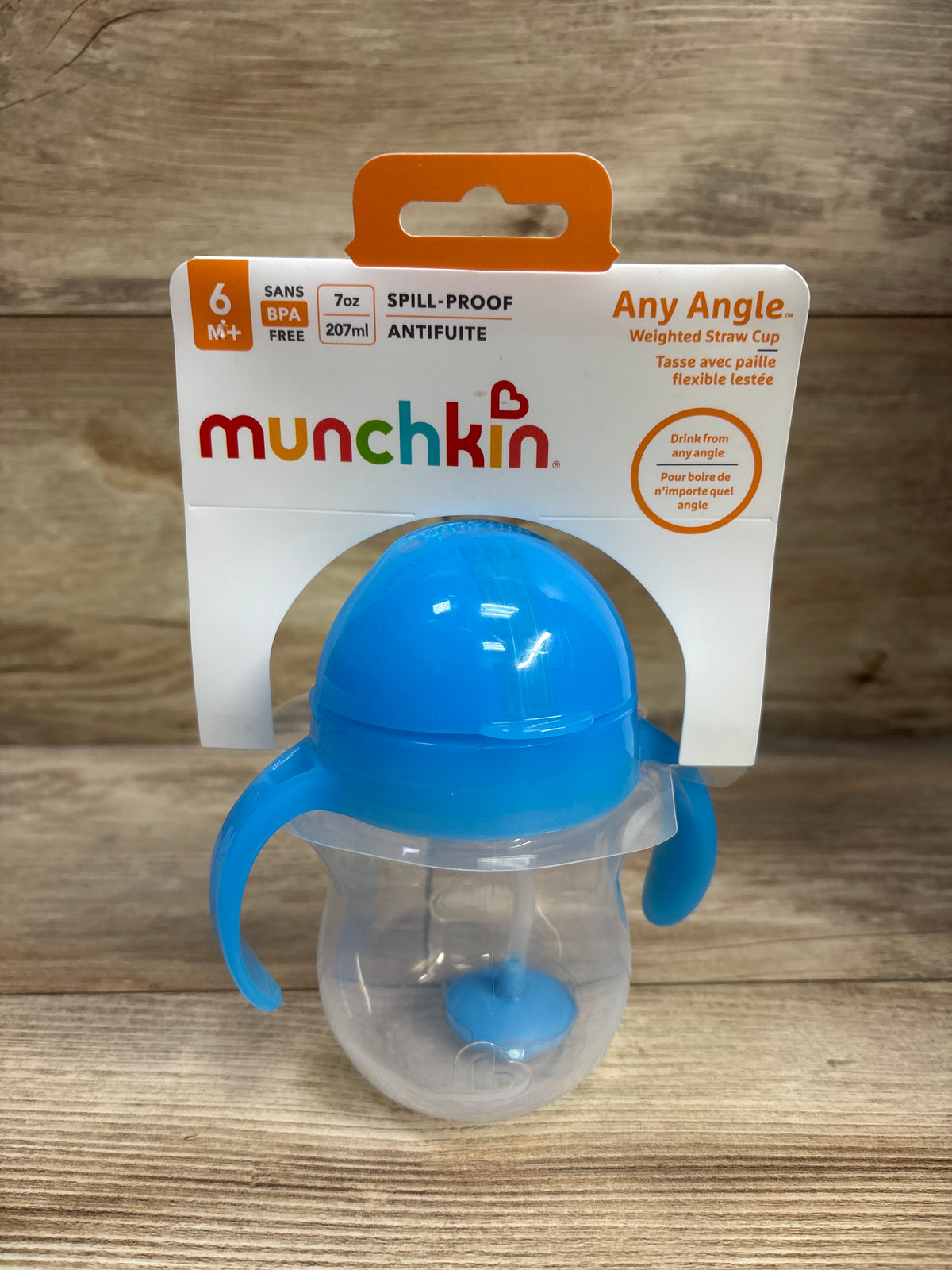 NEW Munchkin Any Angle Weighted Straw Cup Blue 7oz