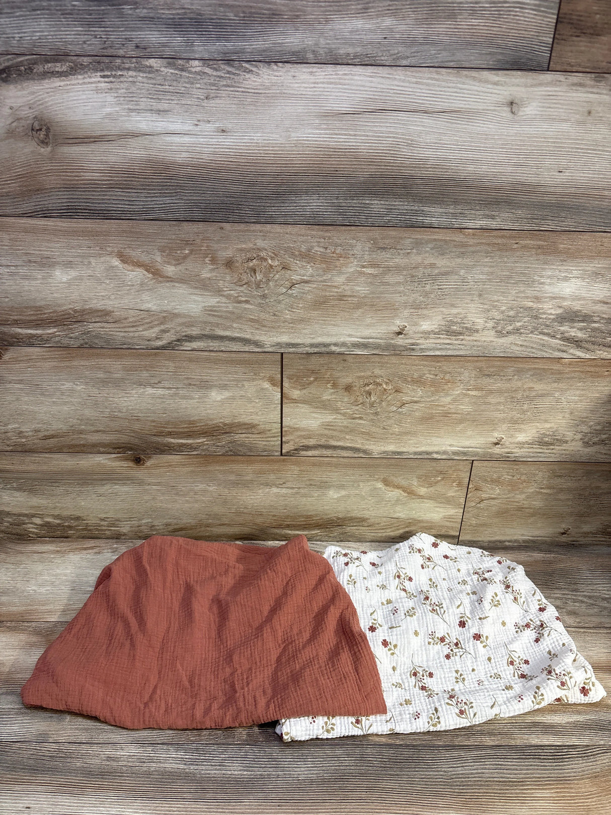 Konssy 2pk Fitted Muslin Bassinet Sheets Rust/White 32"x16"