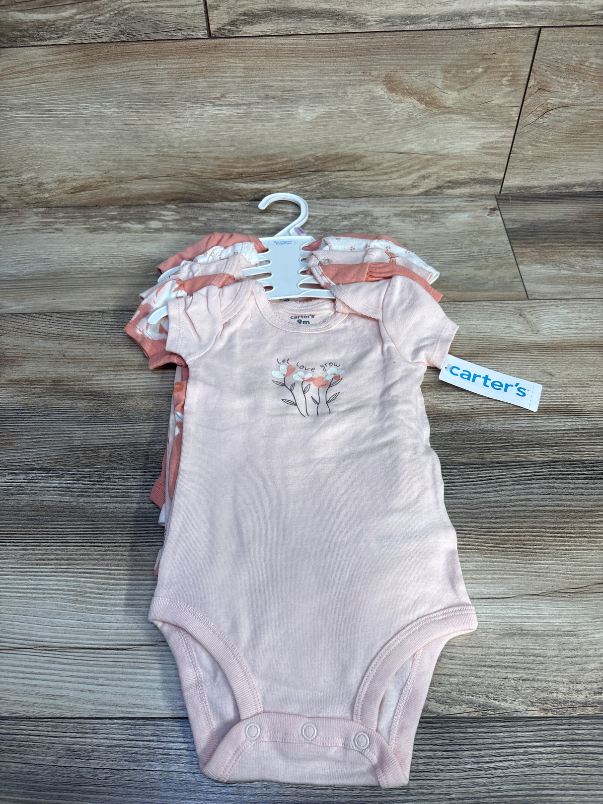 NEW Carter's 5pk Smile And Sunshine Bodysuits Pink sz 9m