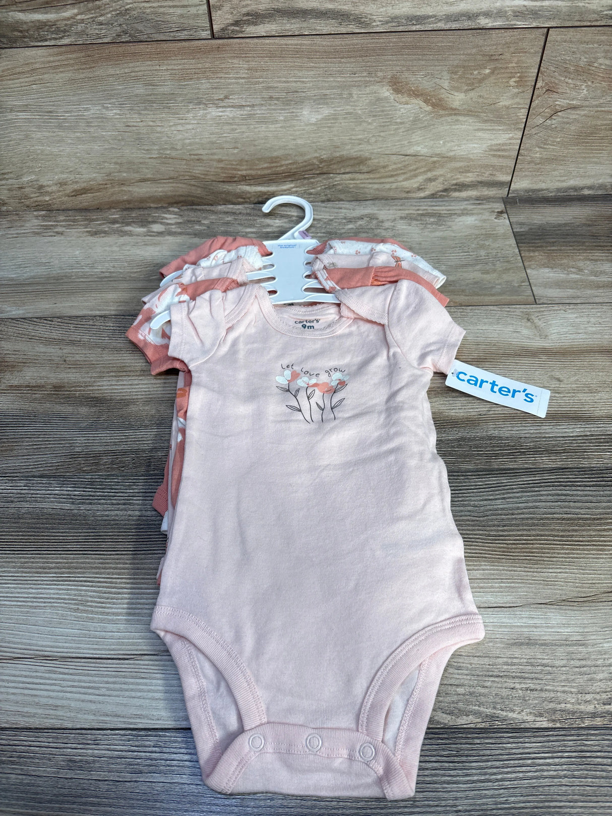 NEW Carter's 5pk Smile And Sunshine Bodysuits Pink sz 9m
