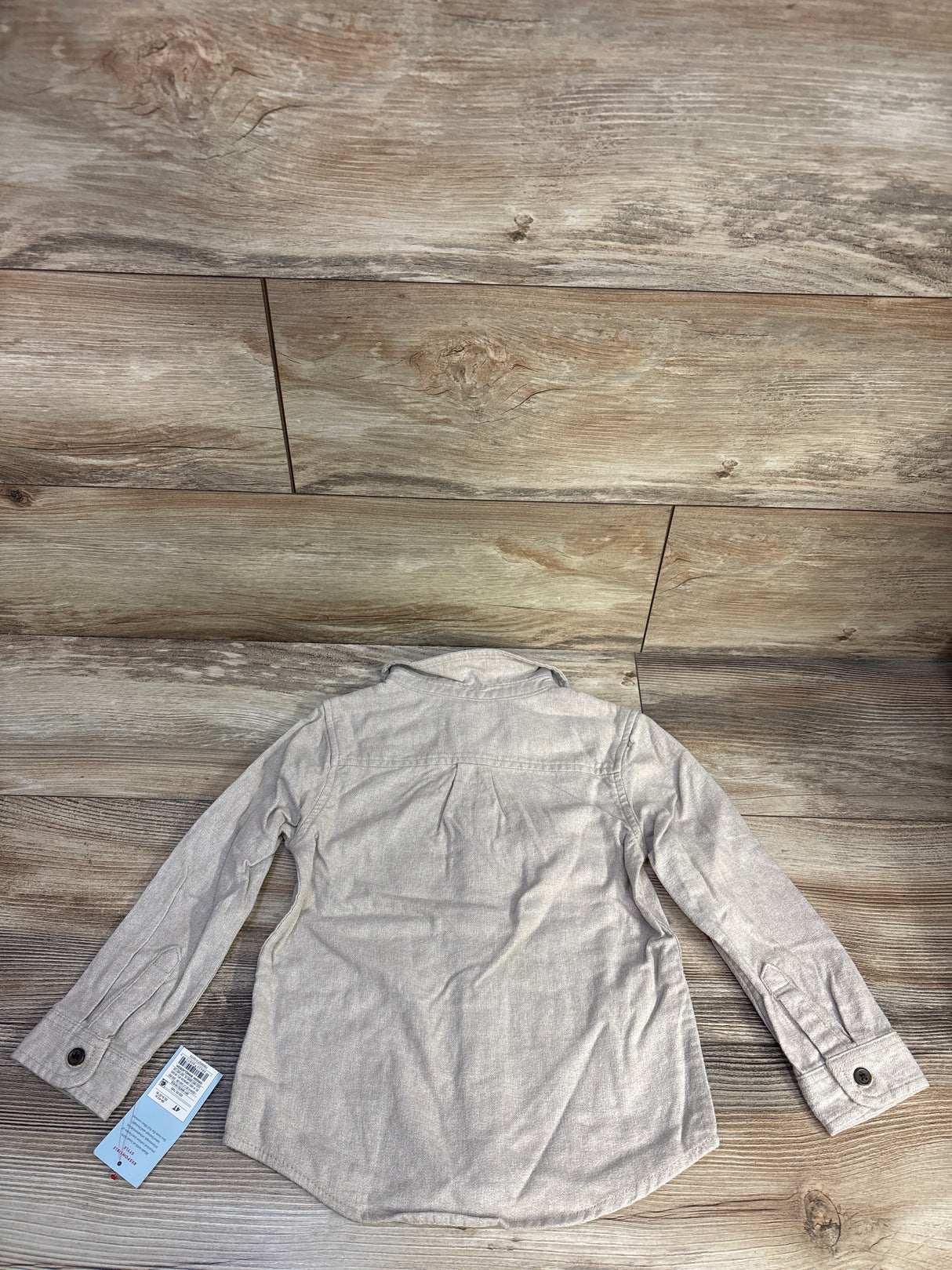 NEW Cat & Jack Woven Button Up Shirt Beige sz 4T