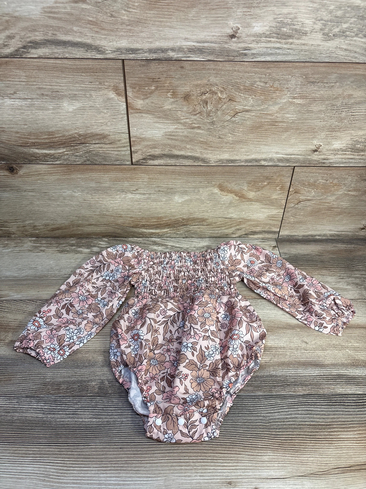 Shein Smocked Floral Bubble Romper Pink sz 12-18m