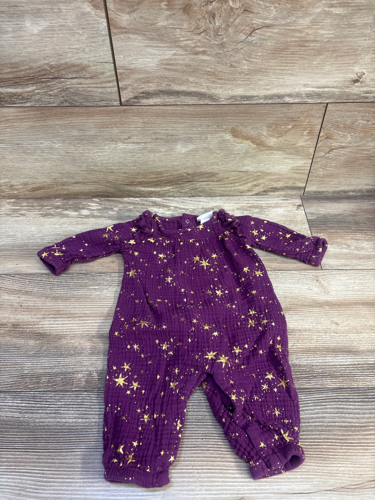 Cat & Jack Star Print Gauze Coverall Purple sz 0-3m