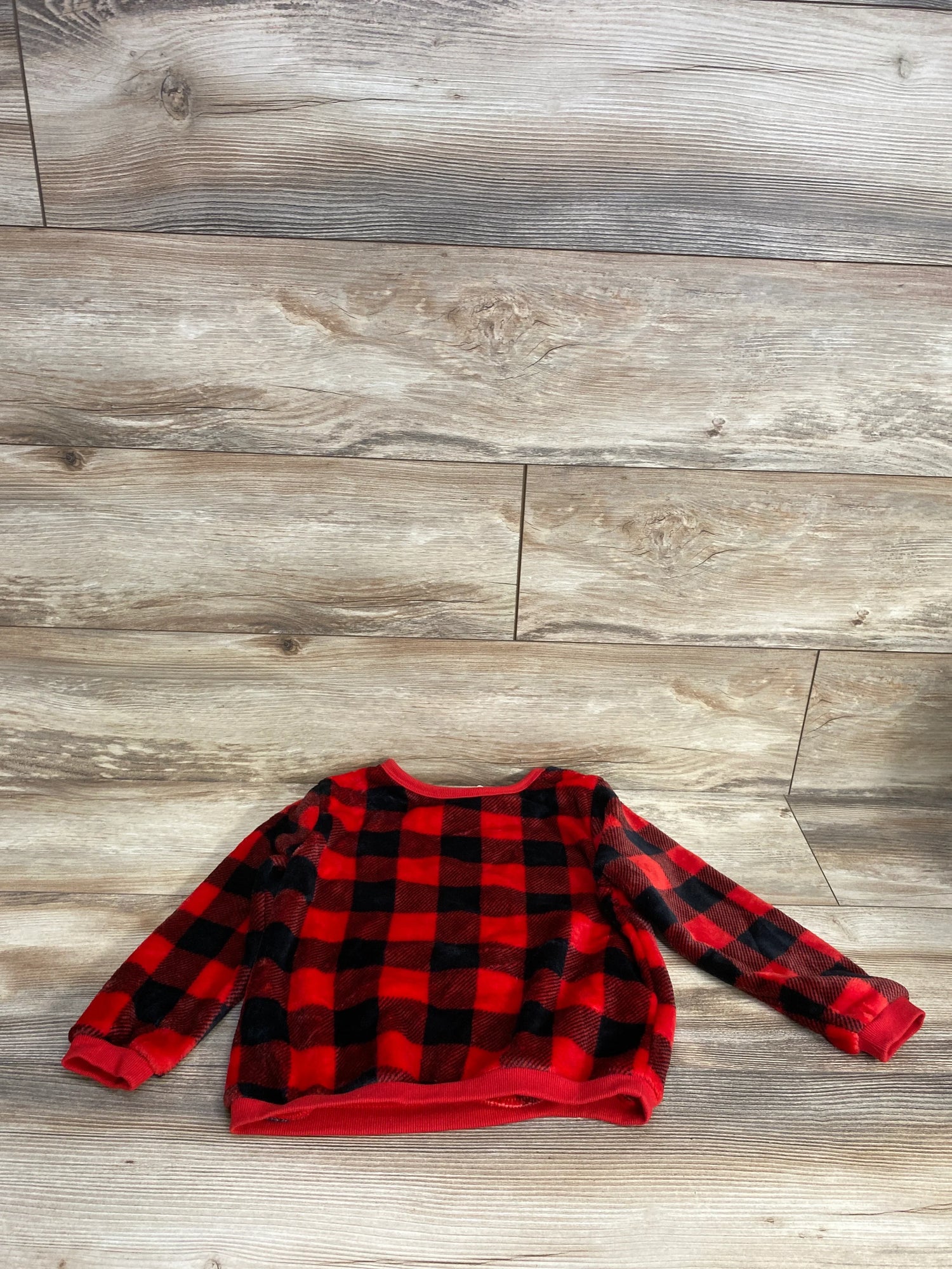 H&M Buffalo Plaid Plush Sweatshirt Red sz 5-6