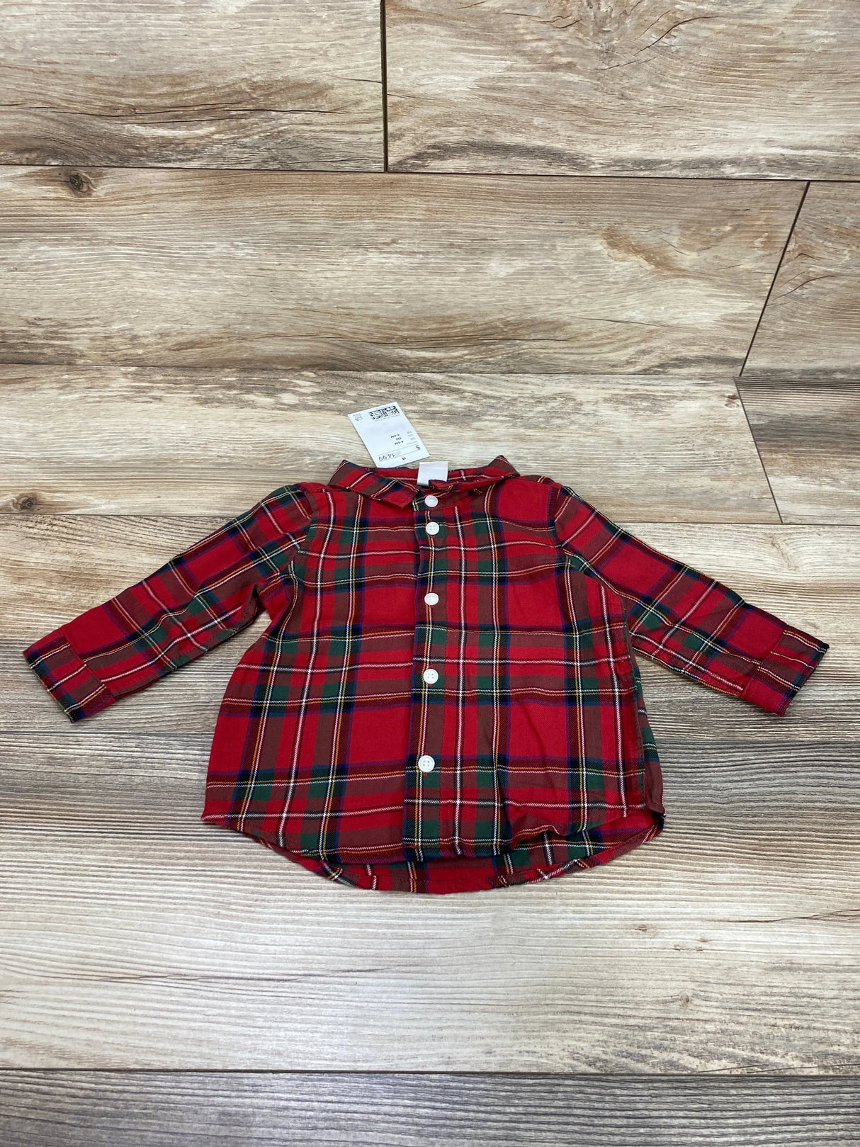 NEW H&M Plaid Button-Up Shirt Red sz 6m - Me n Mommy To Be