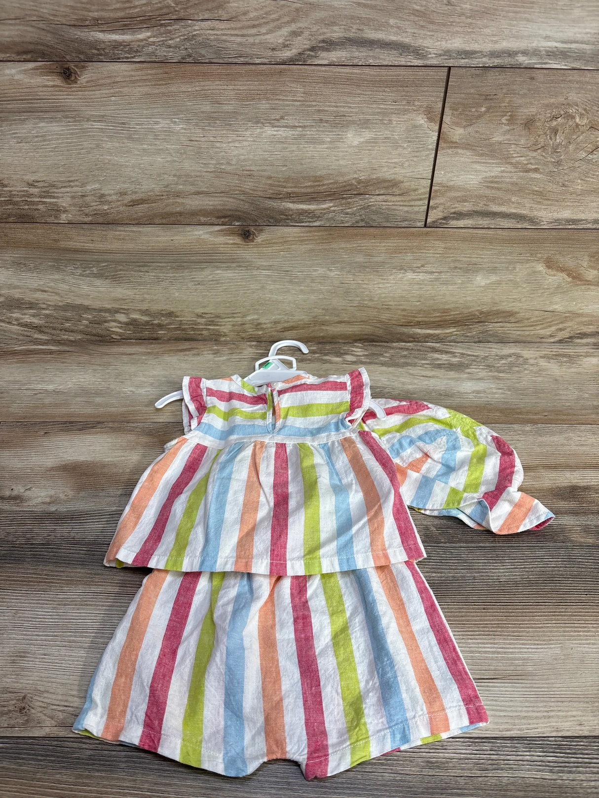 NEW First Impressions 3pc Striped Top, Shorts, & Hat Set White sz 18m