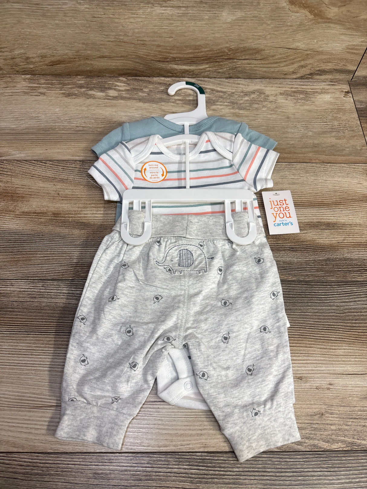 NEW Just One You 3pc Happy Guy Bodysuit Set Light Blue sz 3m