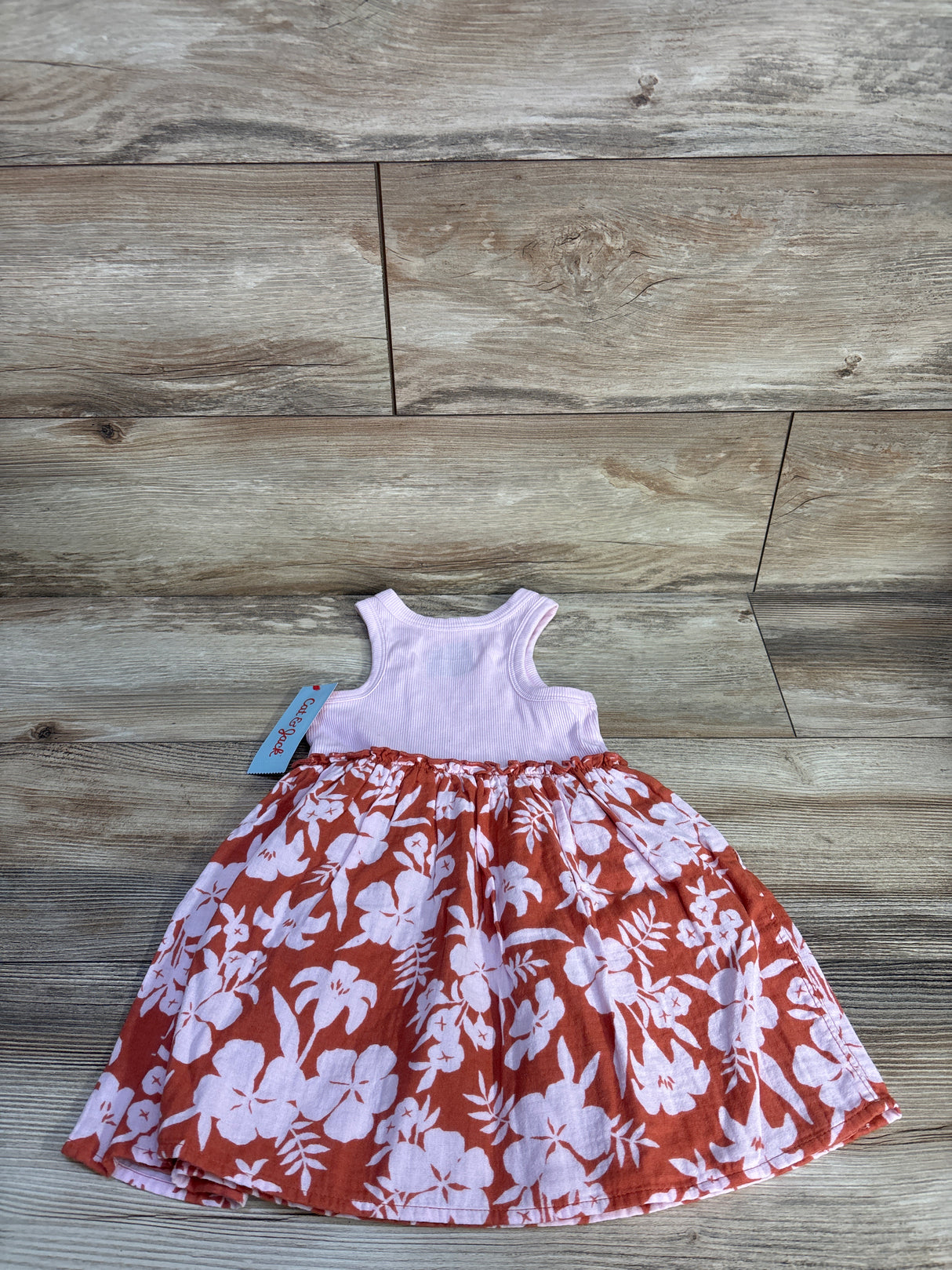NEW Cat & Jack Ribbed Floral Tank Dress Light Pink sz 3T