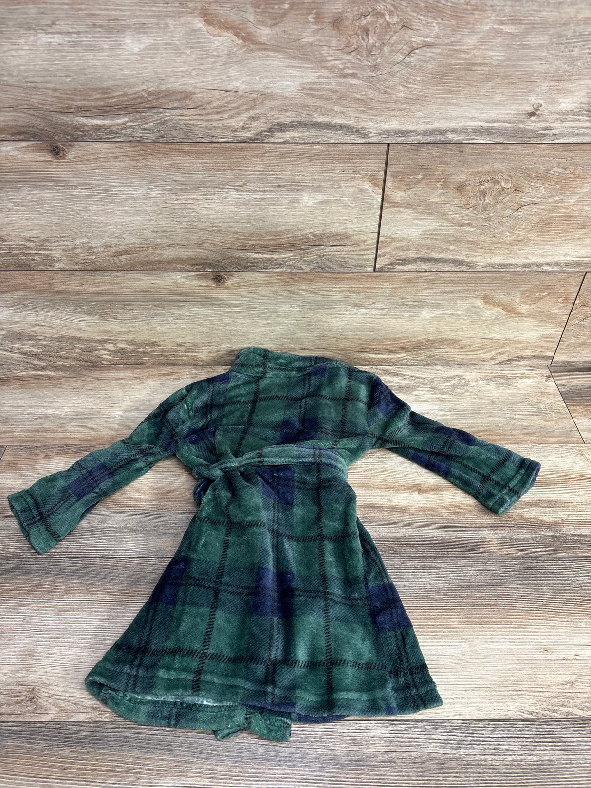 Modern Kids Plaid Plush Robe Green sz 3T