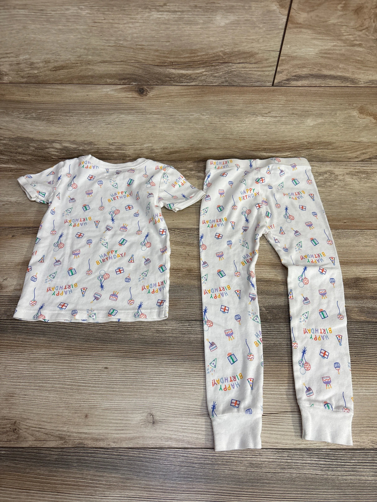 Old Navy 2pc Happy Birthday Pajama Set White sz 4T