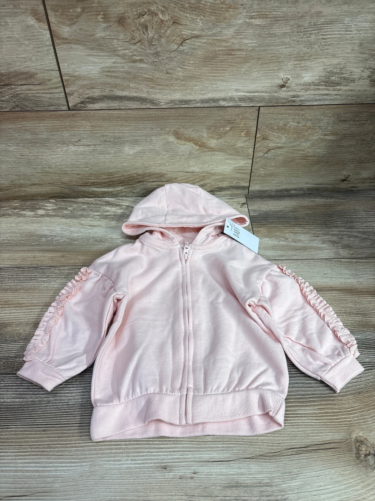 NEW George. Ruffle Sleeve Zip-Up Sweatshirt Pink sz 6-9m