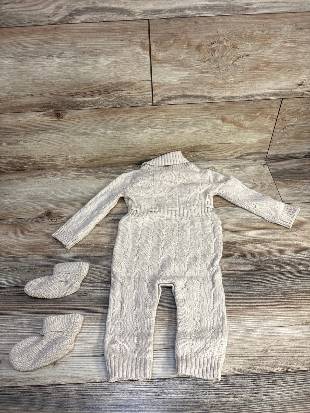Tommy Bahama Cable-Knit Collar Coverall & Booties Set Cream sz 3-6m