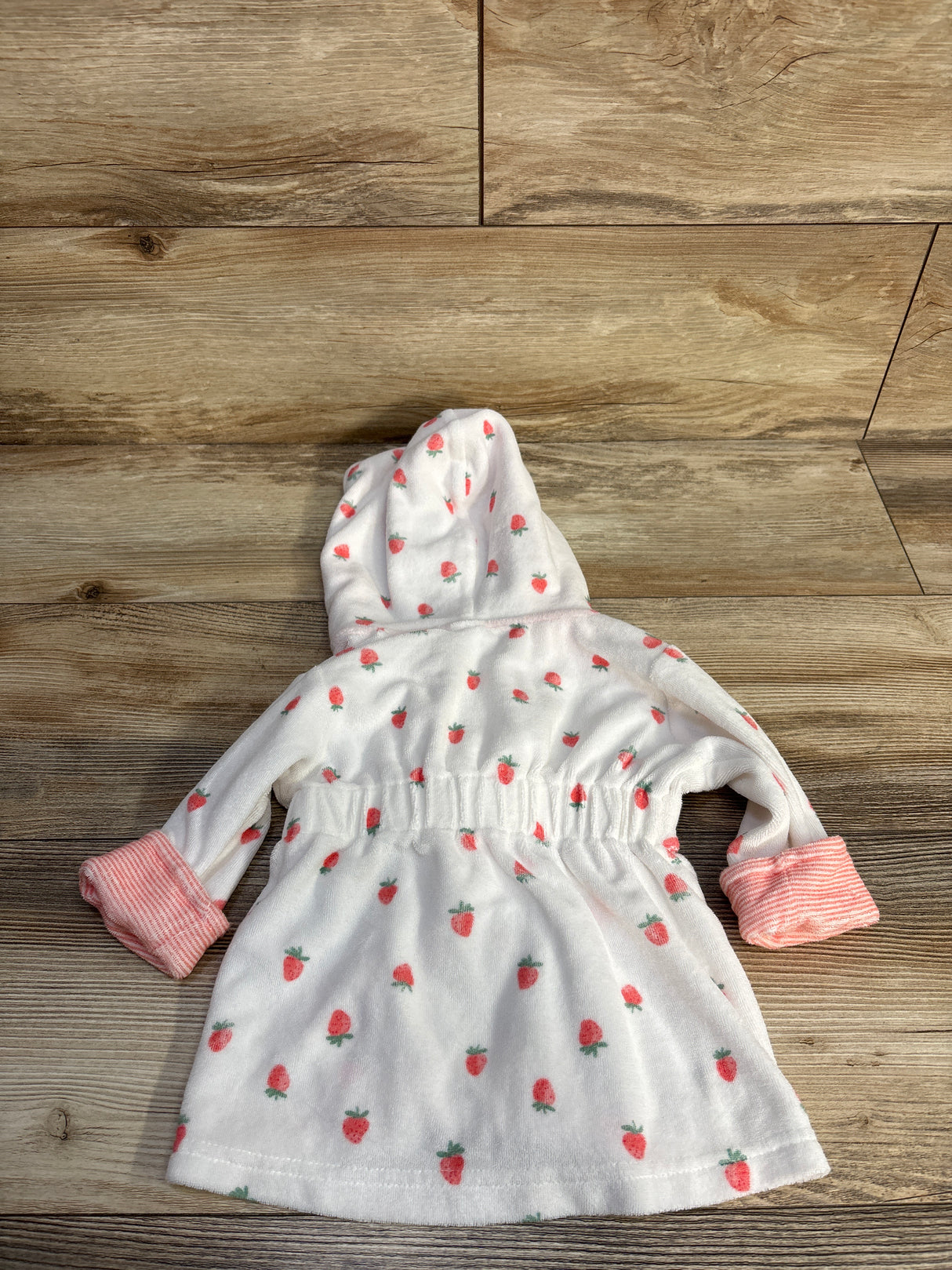 Just One You Strawberry Print Bath Robe White sz 0-9m