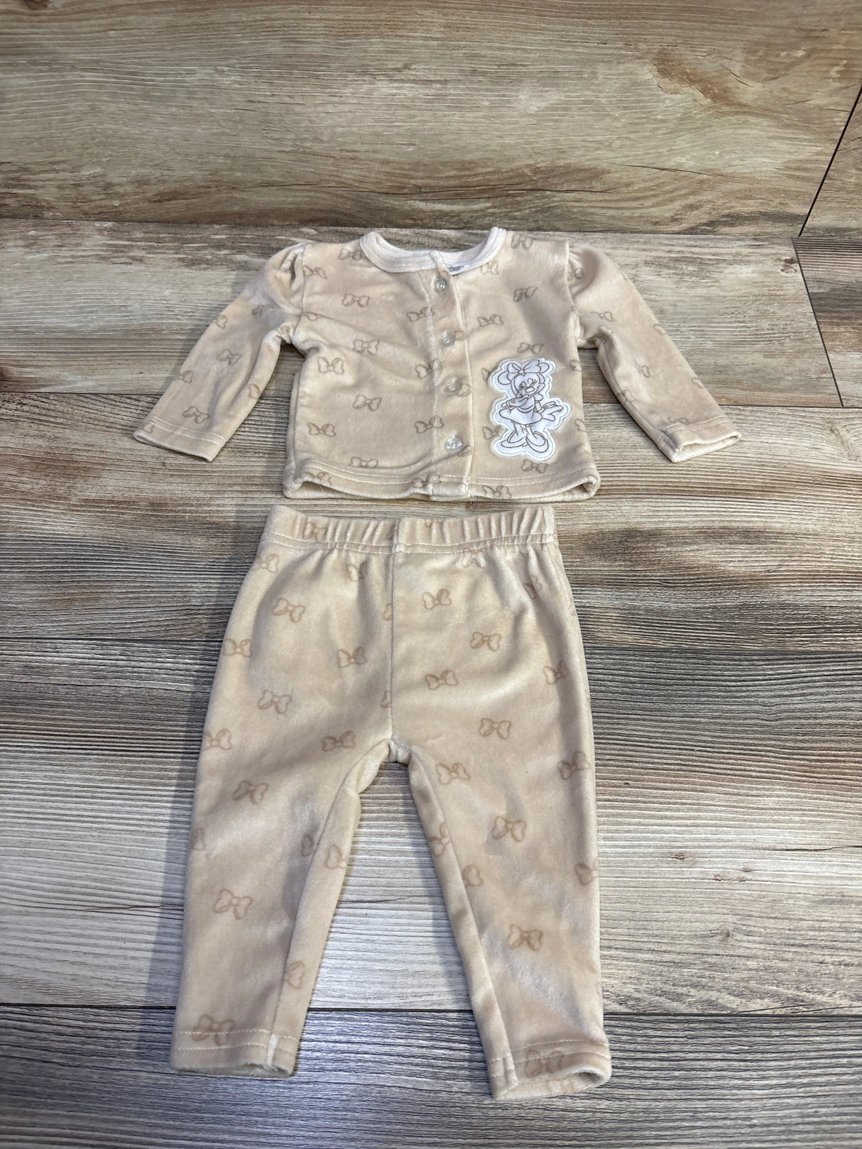 Disney Baby 2pc Velour Shirt & Pants Set Beige sz 0-3m
