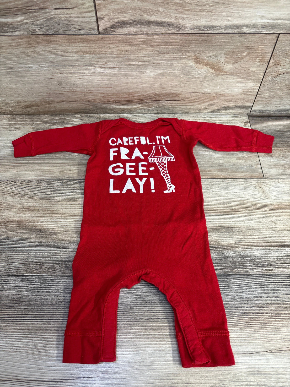 Rabbit Skins Careful, I'm Fra-Gee-Lay Coverall Red sz 6m