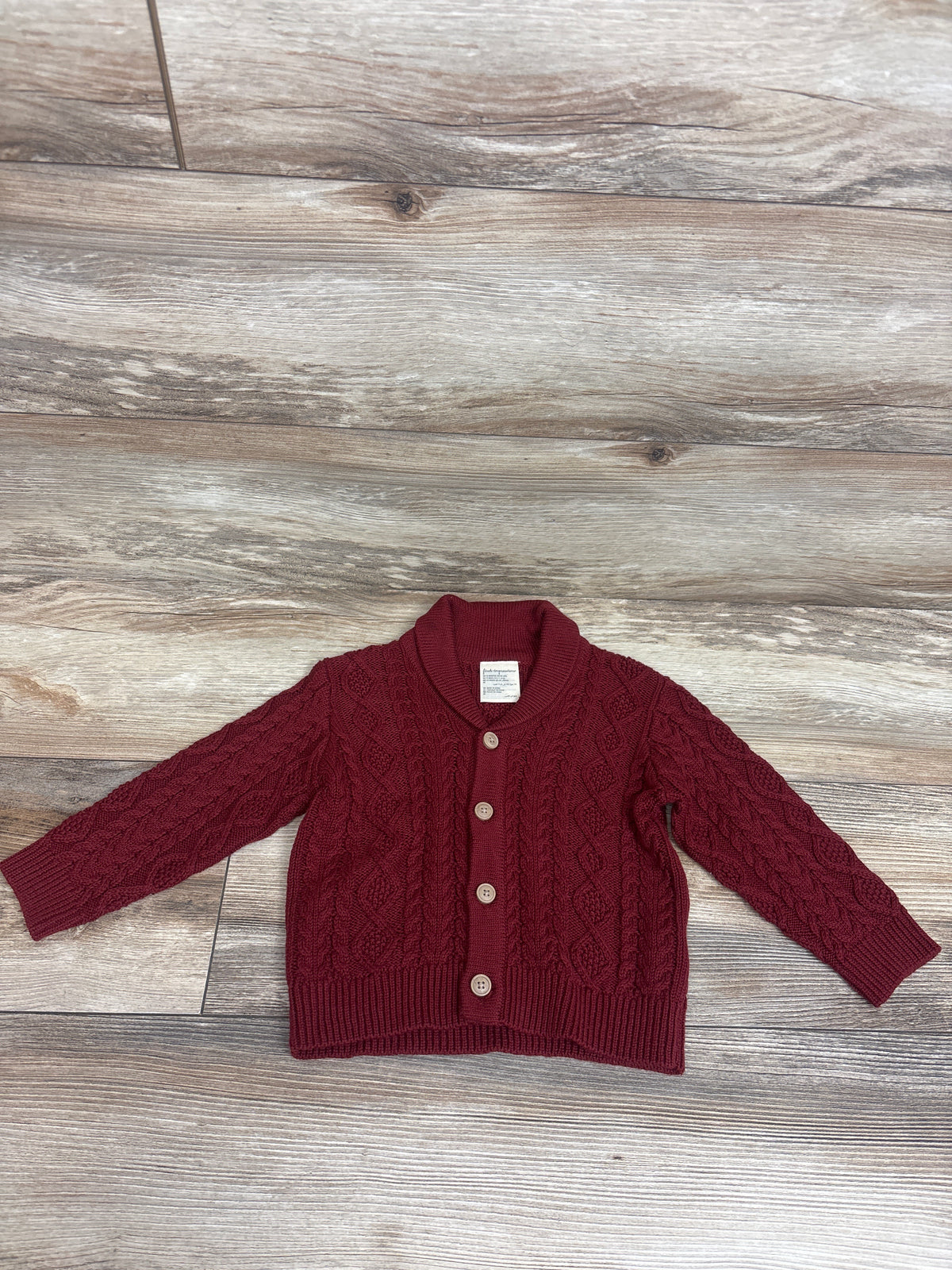 First Impressions Cable Knit Shawl Collar Cardigan Red sz 12m