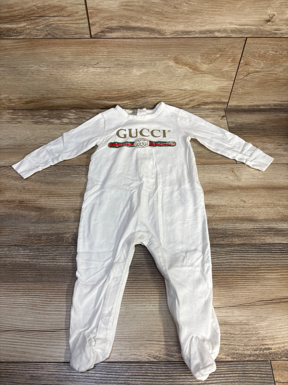 Gucci Cotton Logo Footie Sleeper White sz 6/9m