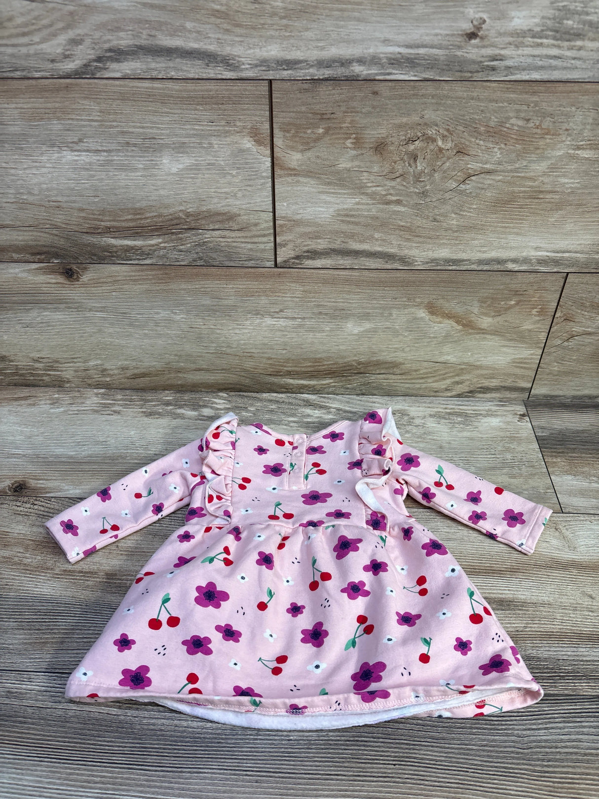 Tucket + Tate Cherry Print Sweatshirt Dress Pink sz 3m