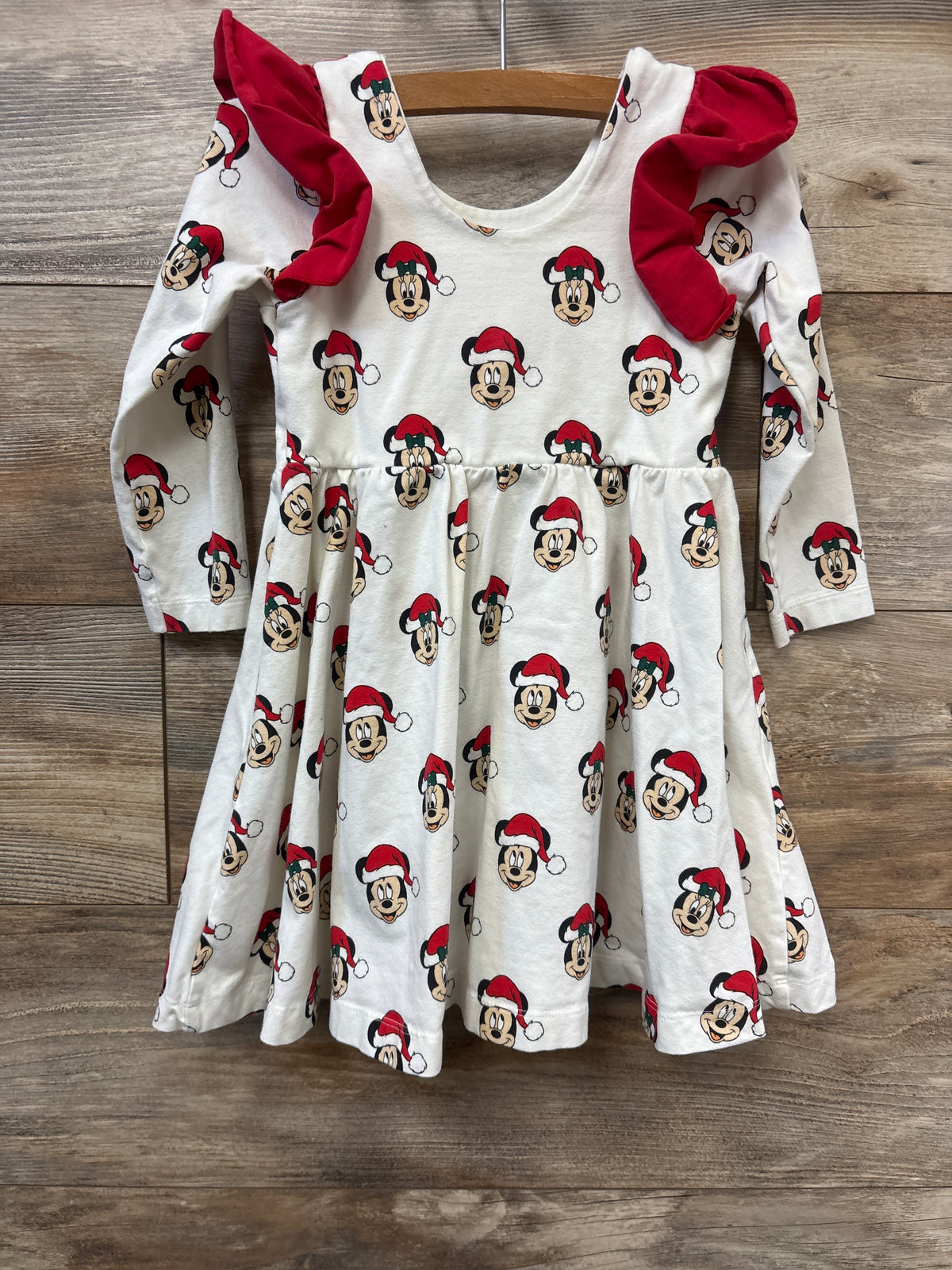 Monica + Andy x Disney Mickey Mouse Christmas Double Ruffle Let's Dance Dress White sz 4T