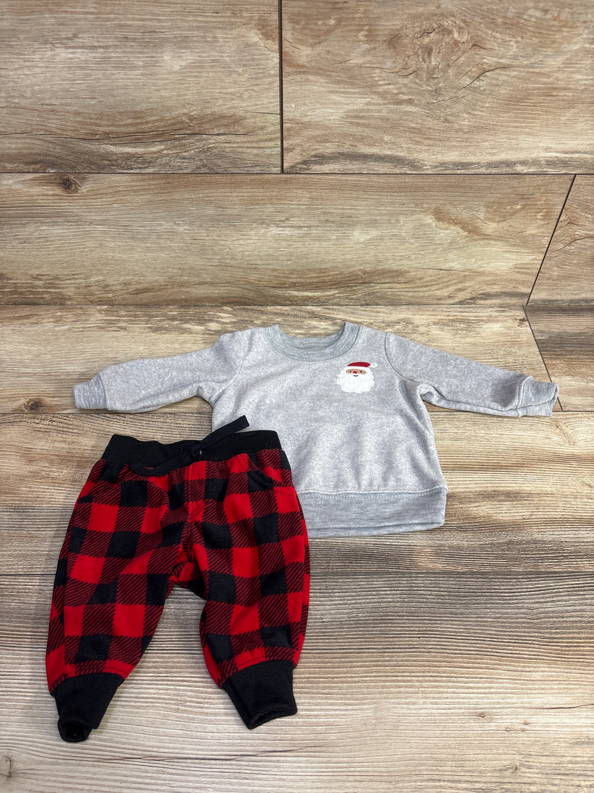 Just One You 2pc Santa Pajama Set Grey sz 3m