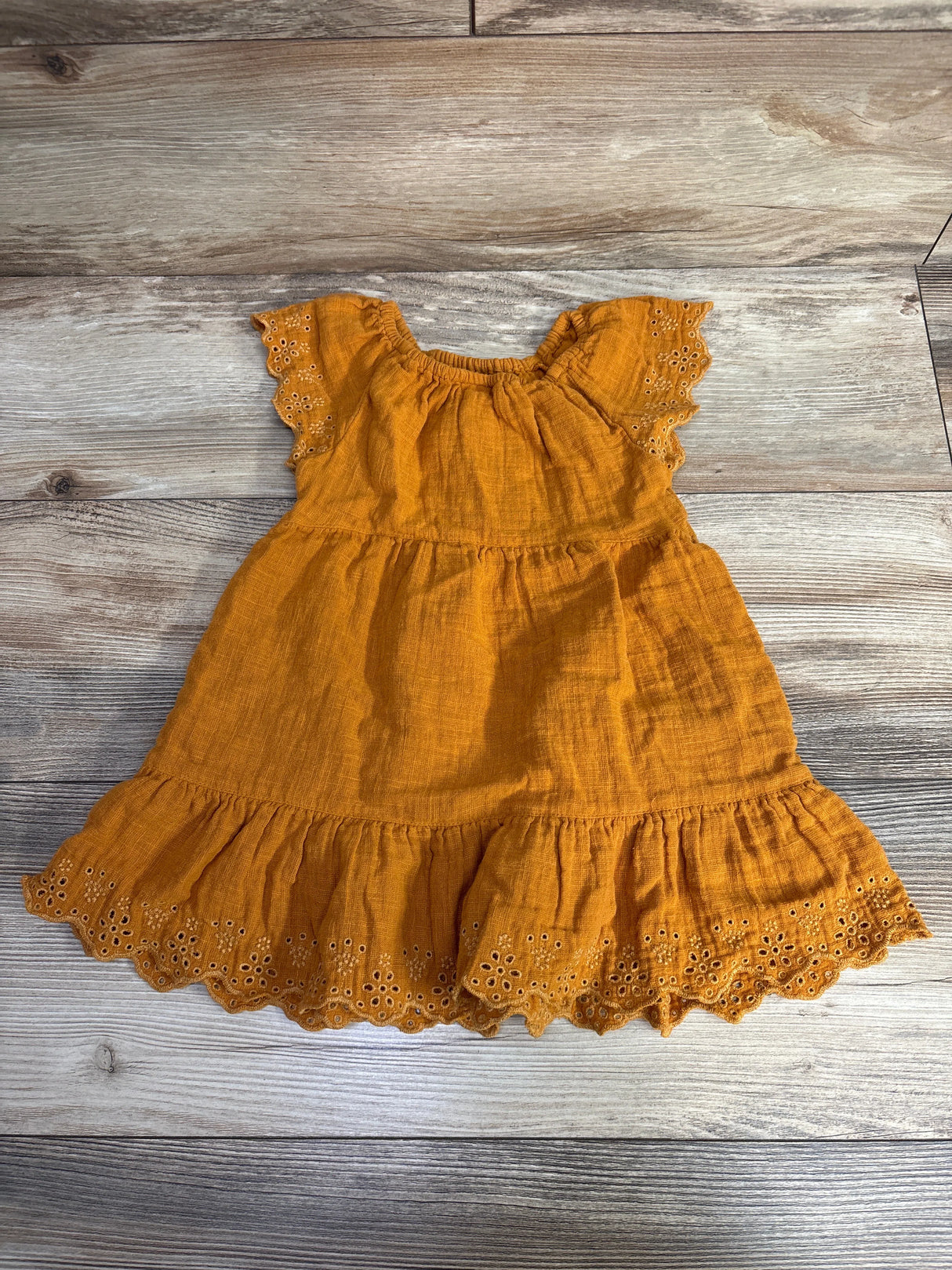 Cat & Jack Layered Eyelet Trim Dress Yellow sz 2T