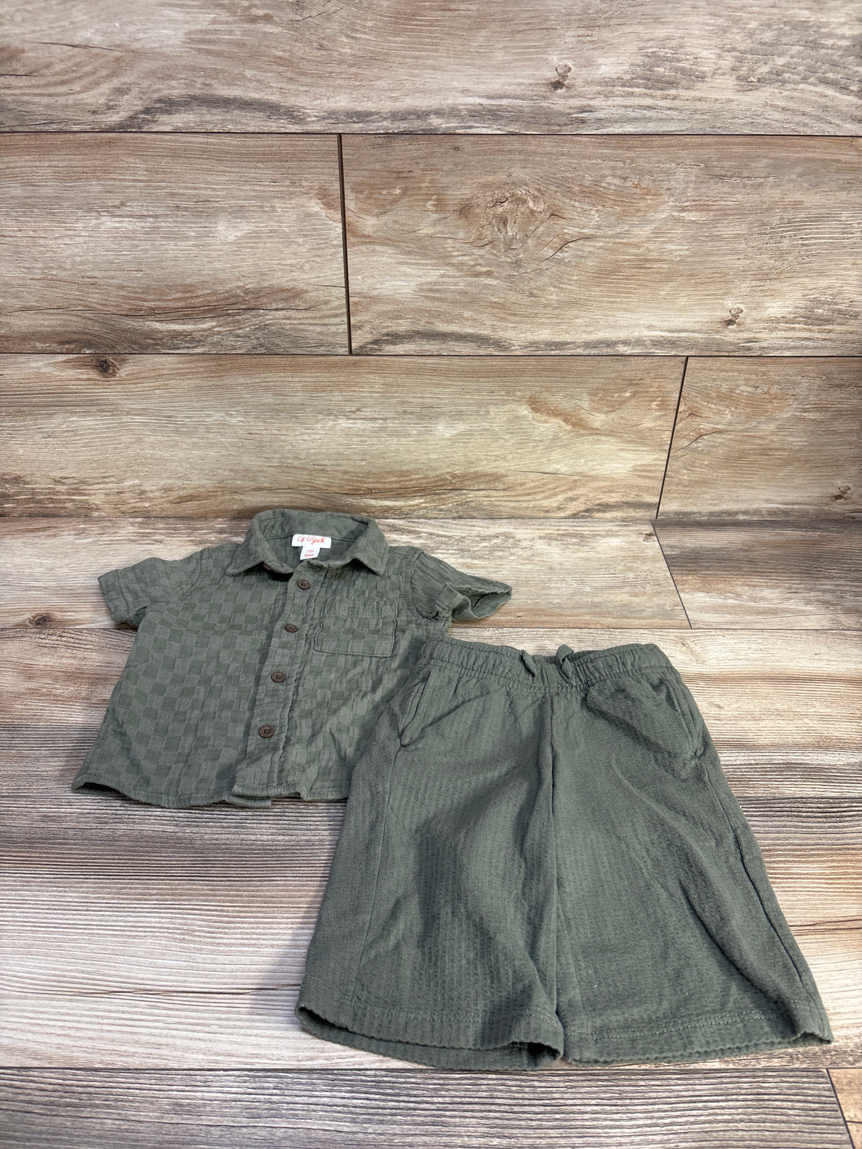 Cat & Jack 2pc Button Up & Pants Set Green sz 12m