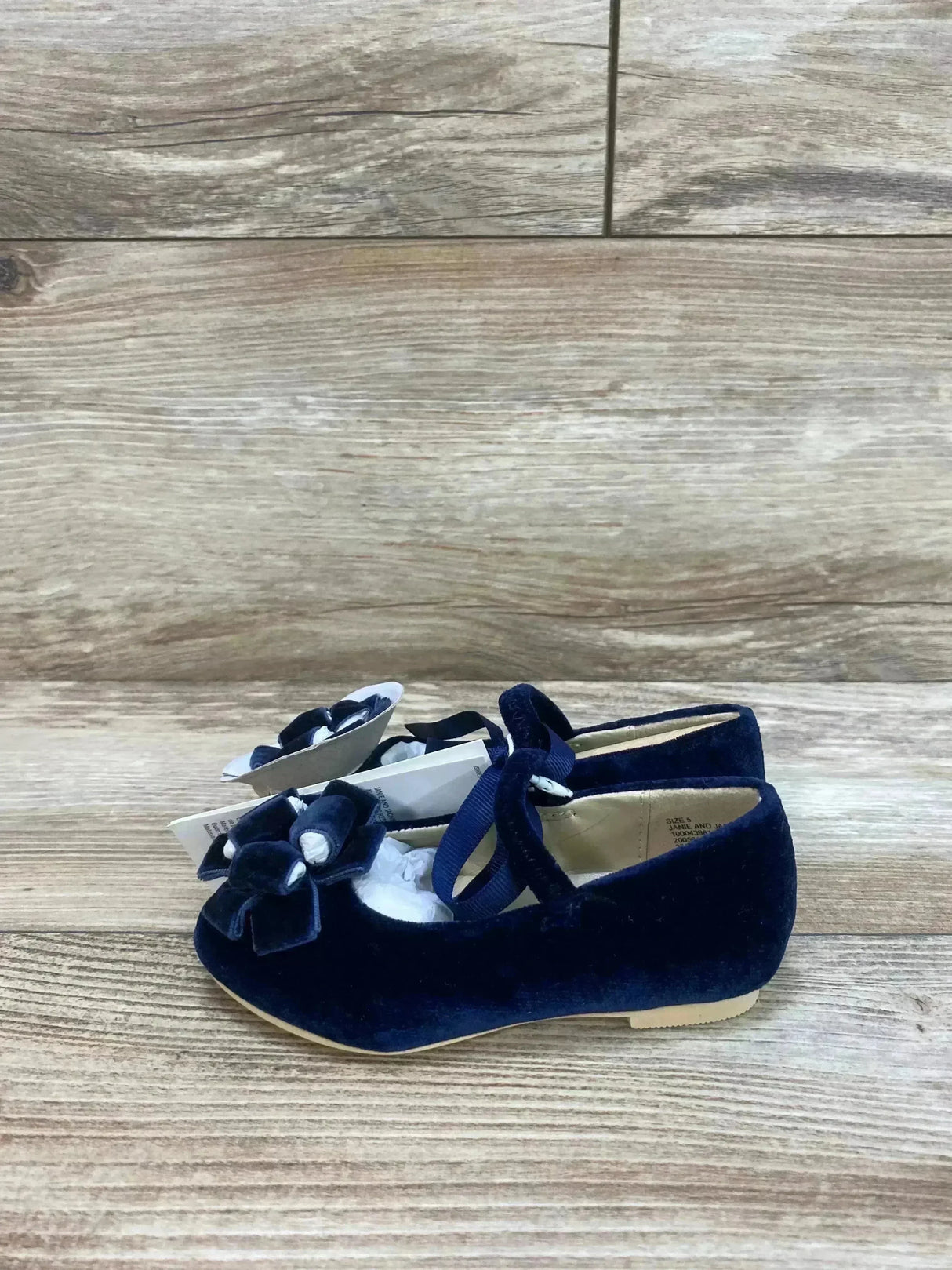 NEW Janie and Jack Dark Marine Velvet Bow Ballet Flat sz 5c - Me n Mommy To Be