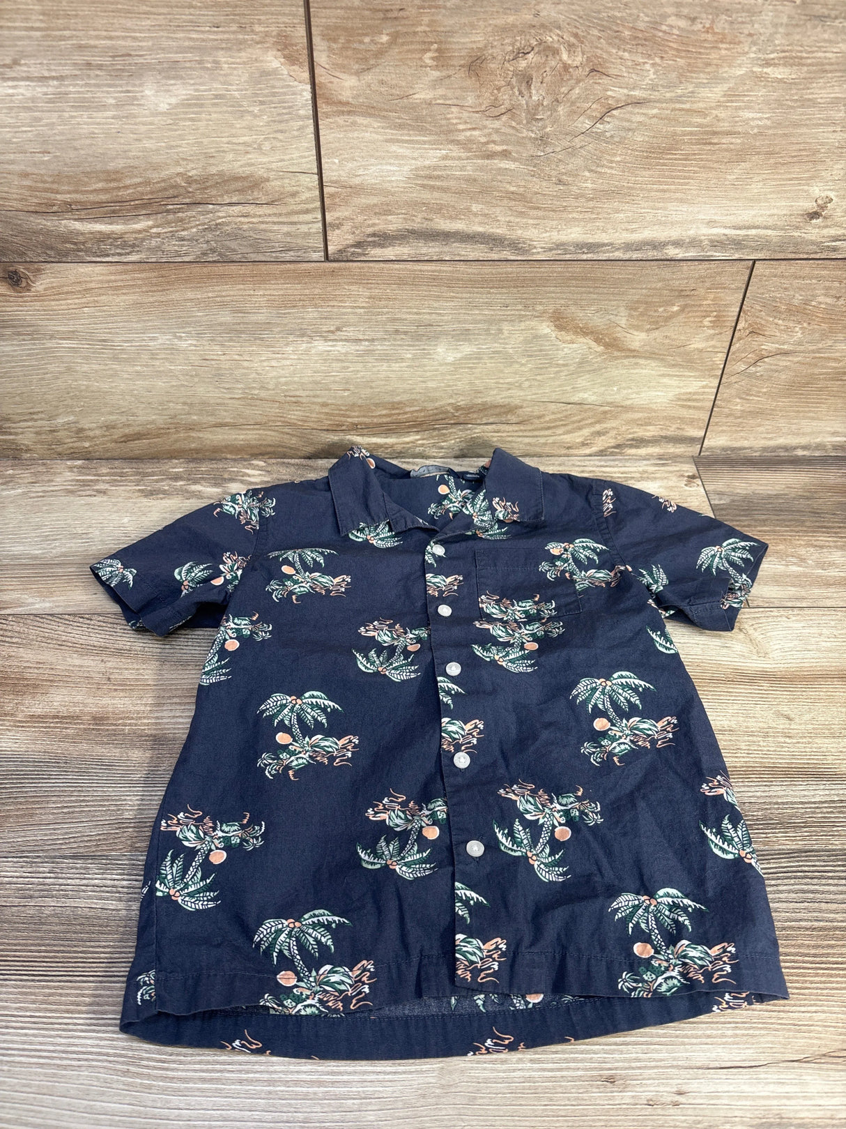 Janie & Jack Palm Tree Button Up Shirt Blue sz 5T