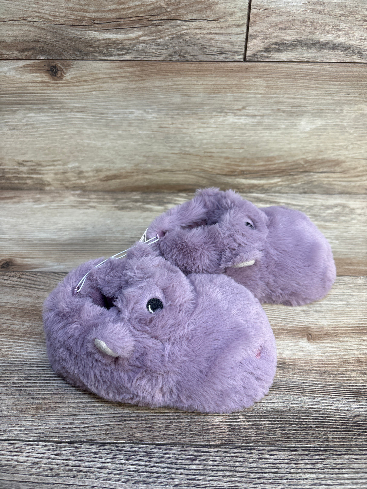NEW Old Navy Faux-Fur Critter Slippers, Purple Hippo sz 7-8c