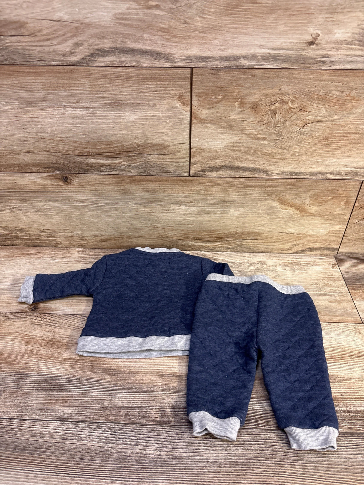 7 For All Mankind 2pc Quilted Pullover Sweatshirt & Pants Set Blue sz 0-3m