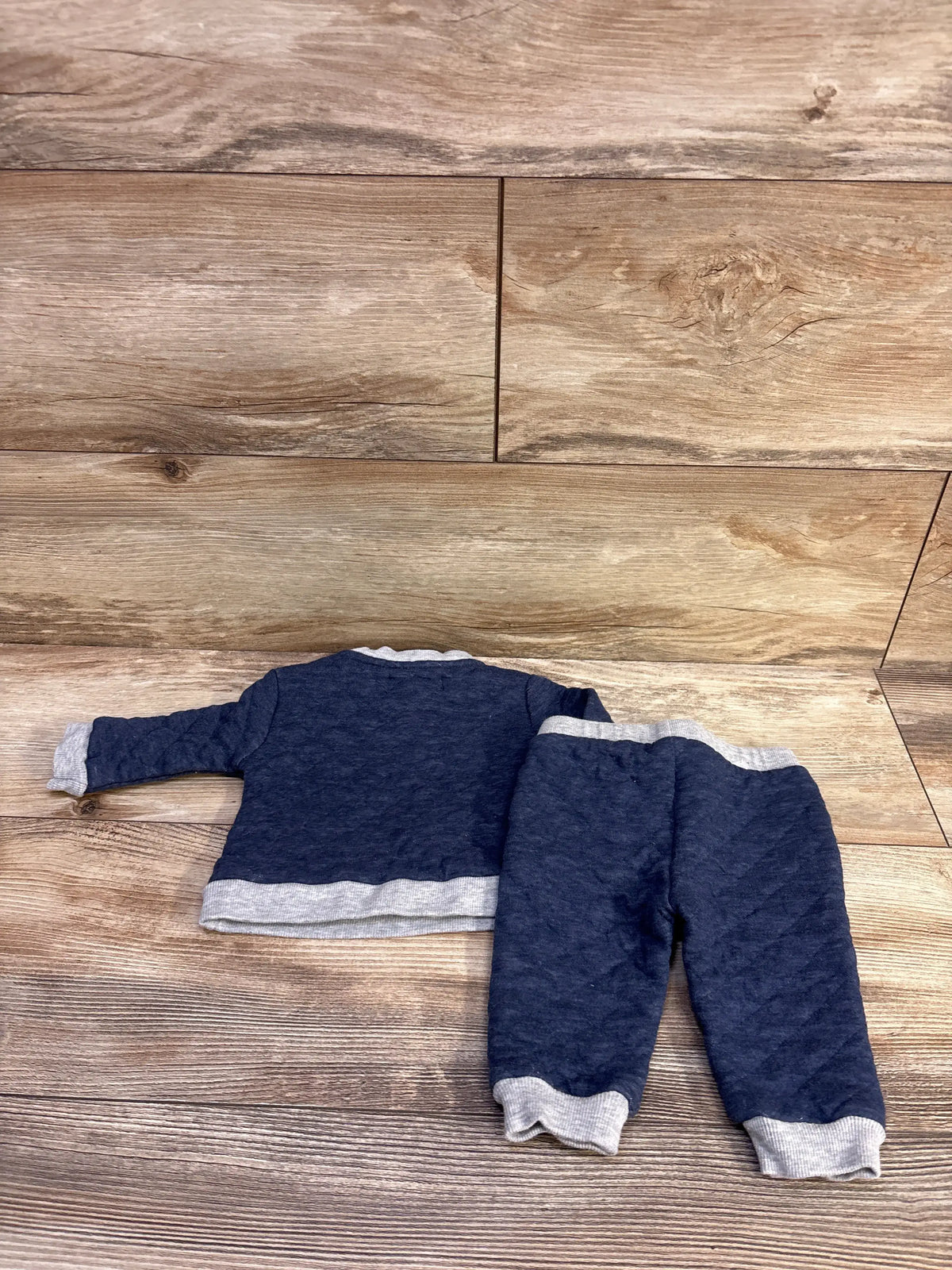 7 For All Mankind 2pc Quilted Pullover Sweatshirt & Pants Set Blue sz 0-3m