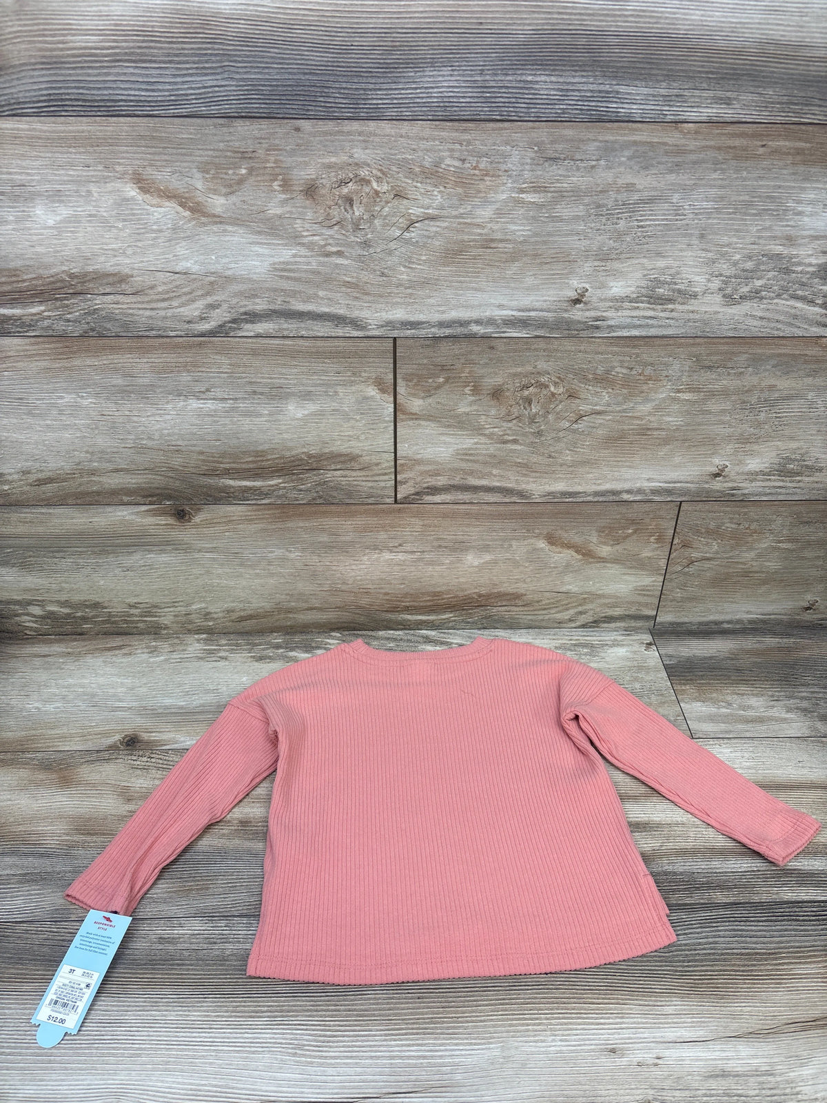 NEW Cat & Jack Long Sleeve Ribbed Shirt Coral sz 3T