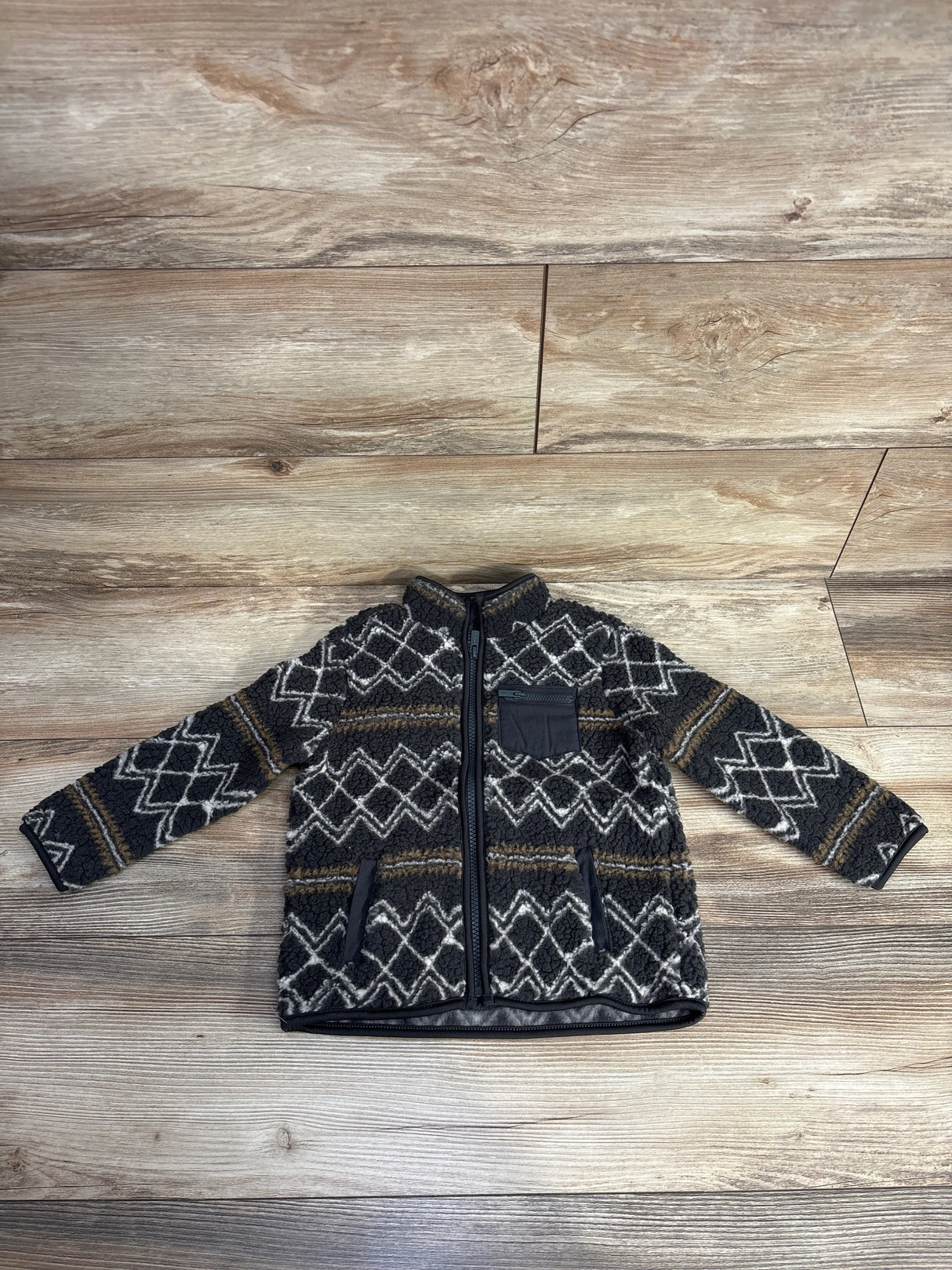 Old Navy Print Sherpa Zip-Front Jacket Grey sz 3T
