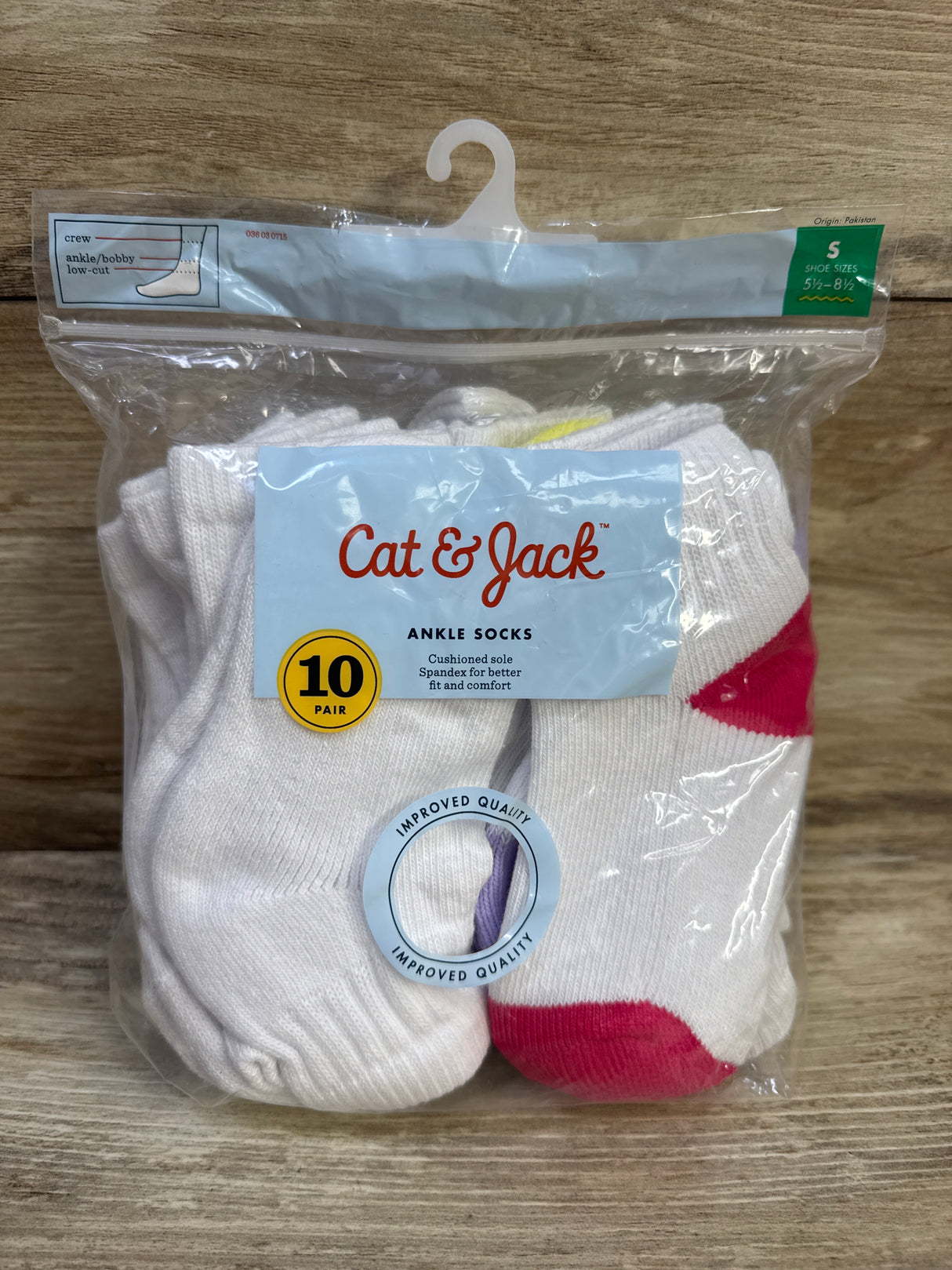 NEW Cat & Jack Ankle Socks 10pk sz S/5.5c-8.5c