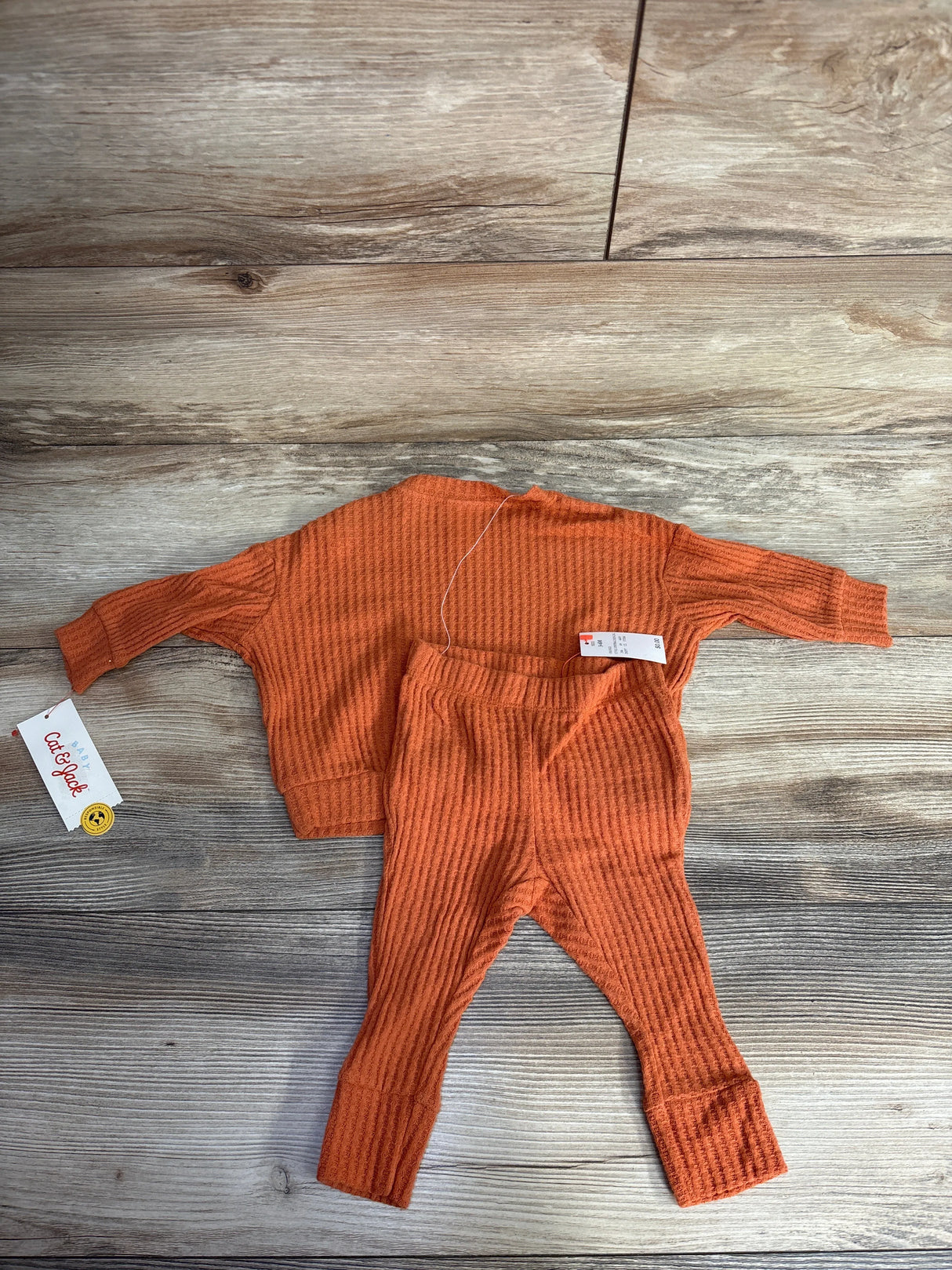 NEW Cat & Jack 2pc Waffle Knit Shirt & Pants Rust sz 3-6m