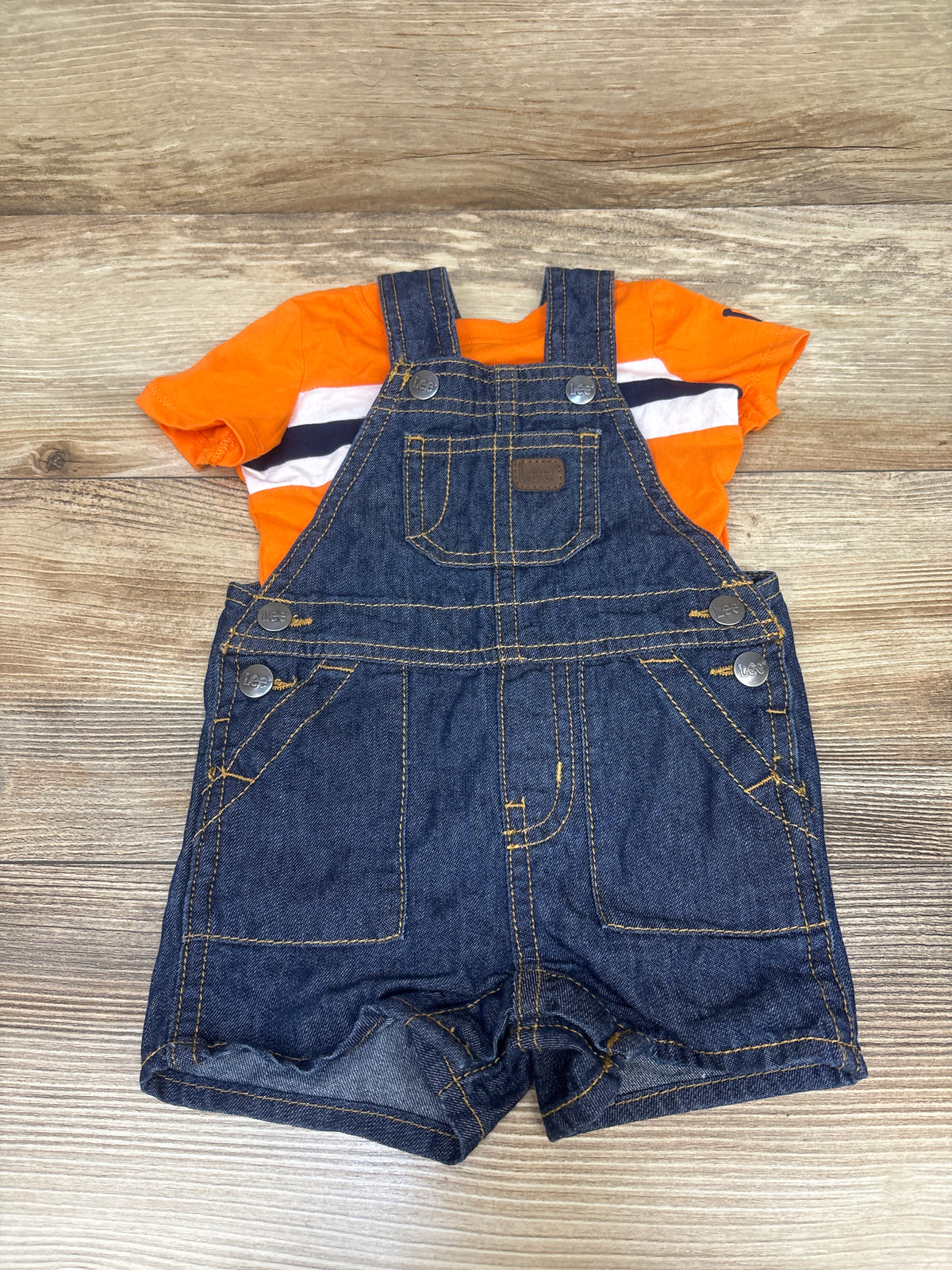 Lee 2pc Shirt & Denim Shortalls Set Orange sz 3-6m