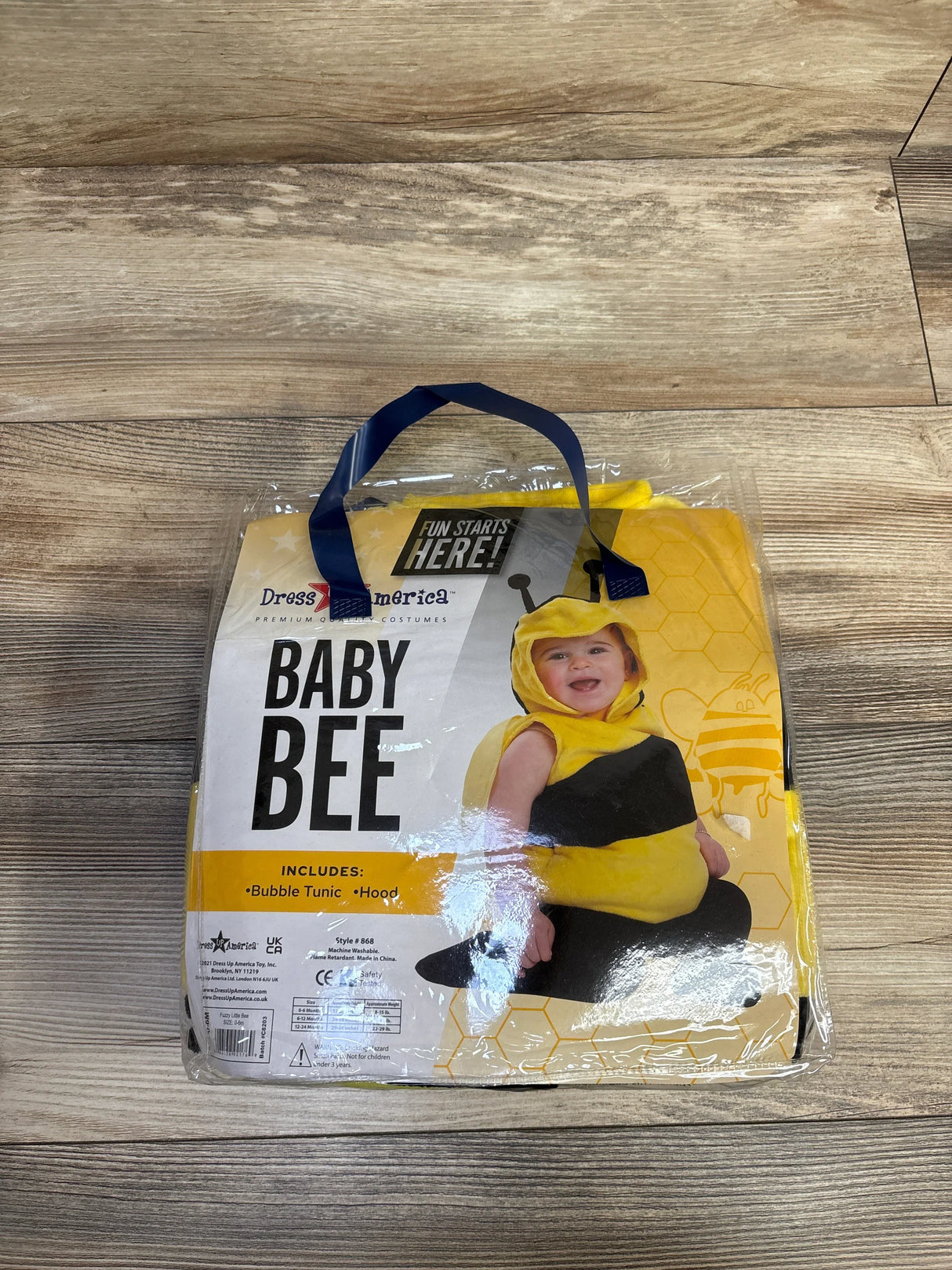 Baby bee costume with bubble tunic and hood, perfect for infant Halloween or dress-up play