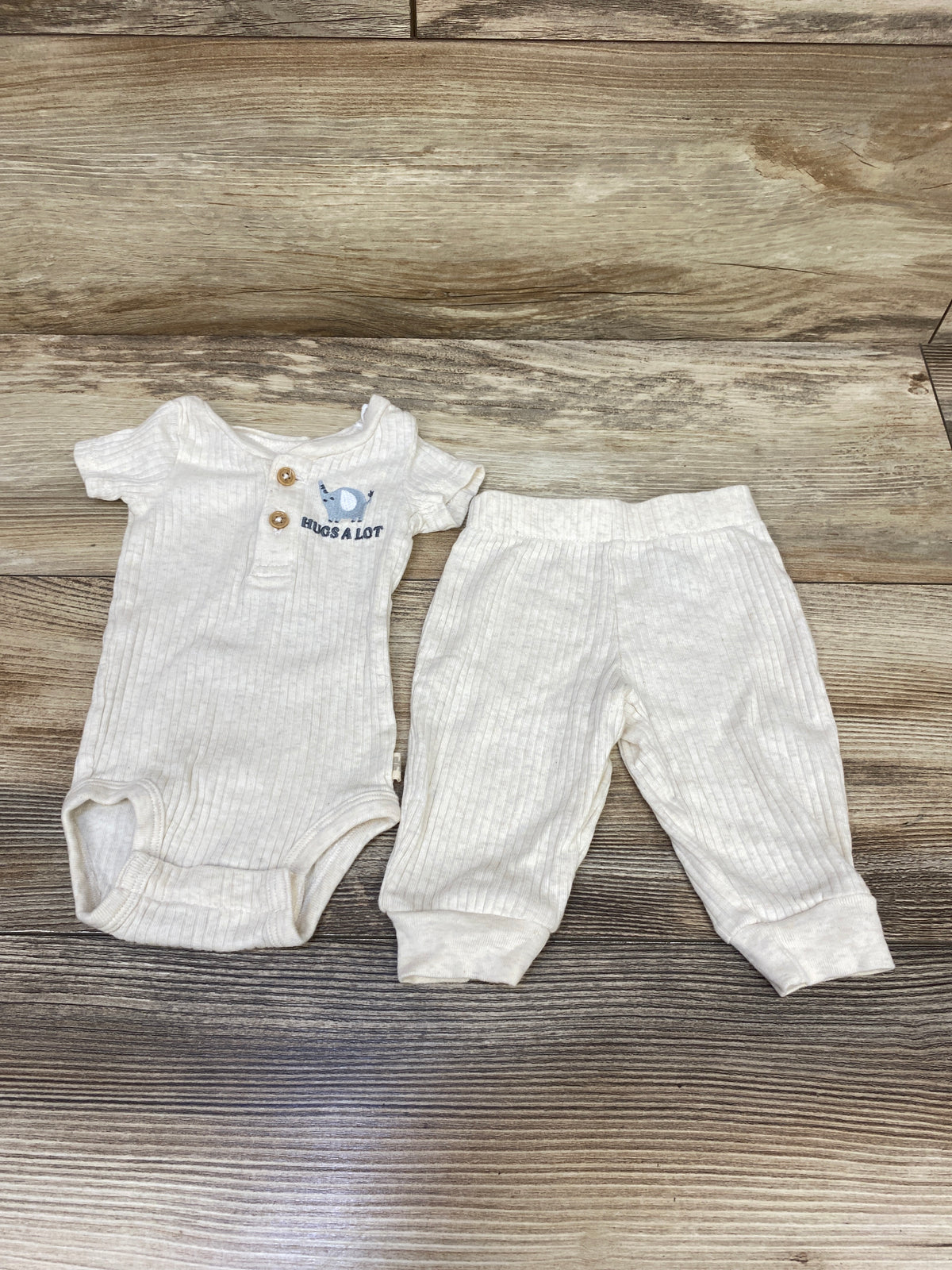 Huggies 2pc Ribbed Henley Bodysuit & Pants Set Tan sz Newborn