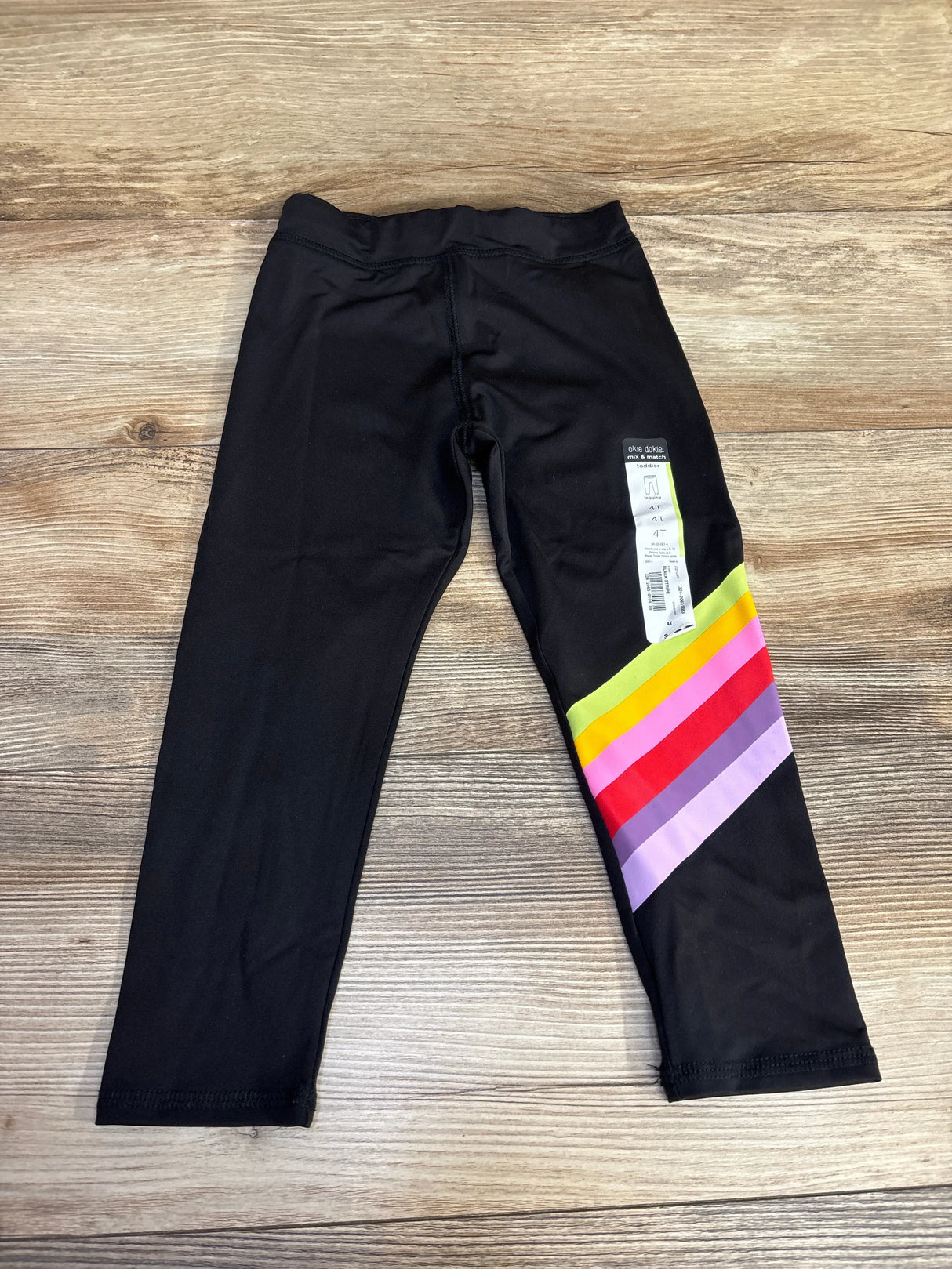 NEW Okie Dokie Black Stripe Active Leggings sz 4T