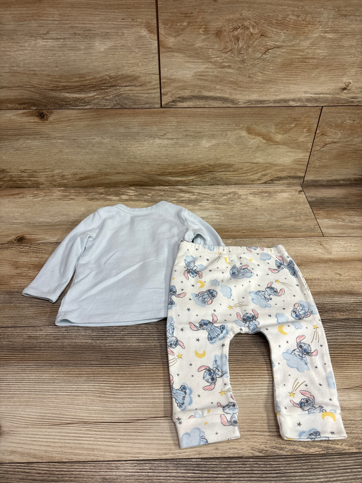 Disney Baby 2pc Stitch Kimono Shirt & Pants Set Blue sz 3/6m