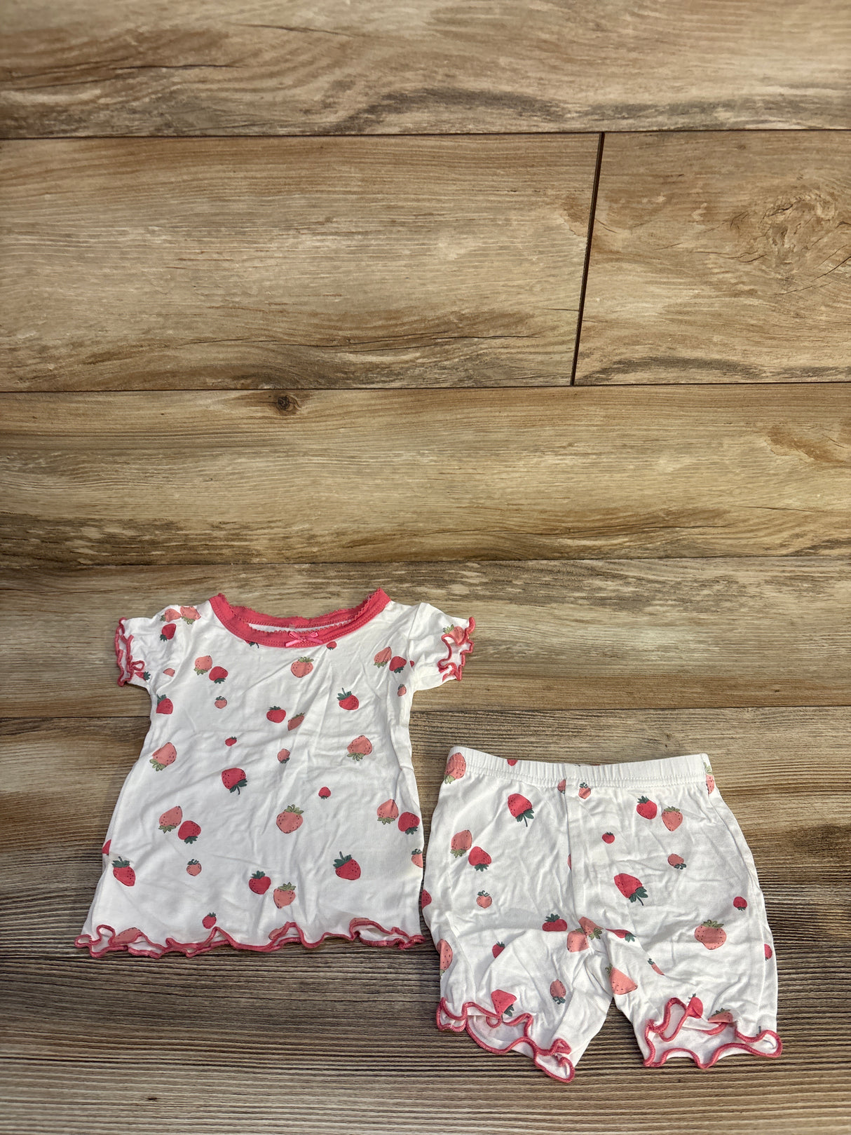 Milkberry 2pc Bamboo Strawberry Pajama Set White sz 12m