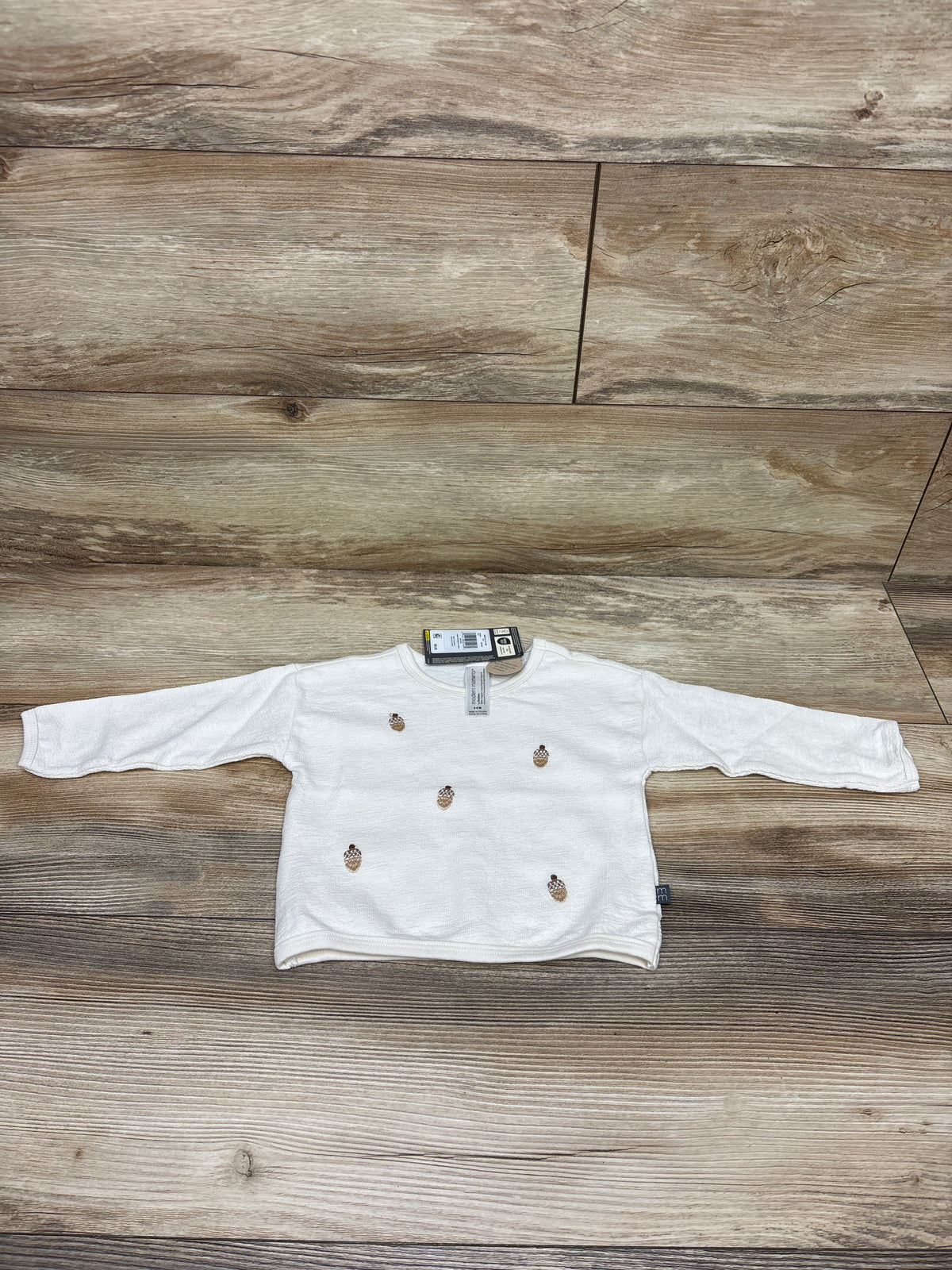 NEW Modern Moments Embroidered Acorn Shirt Ivory sz 6-9m