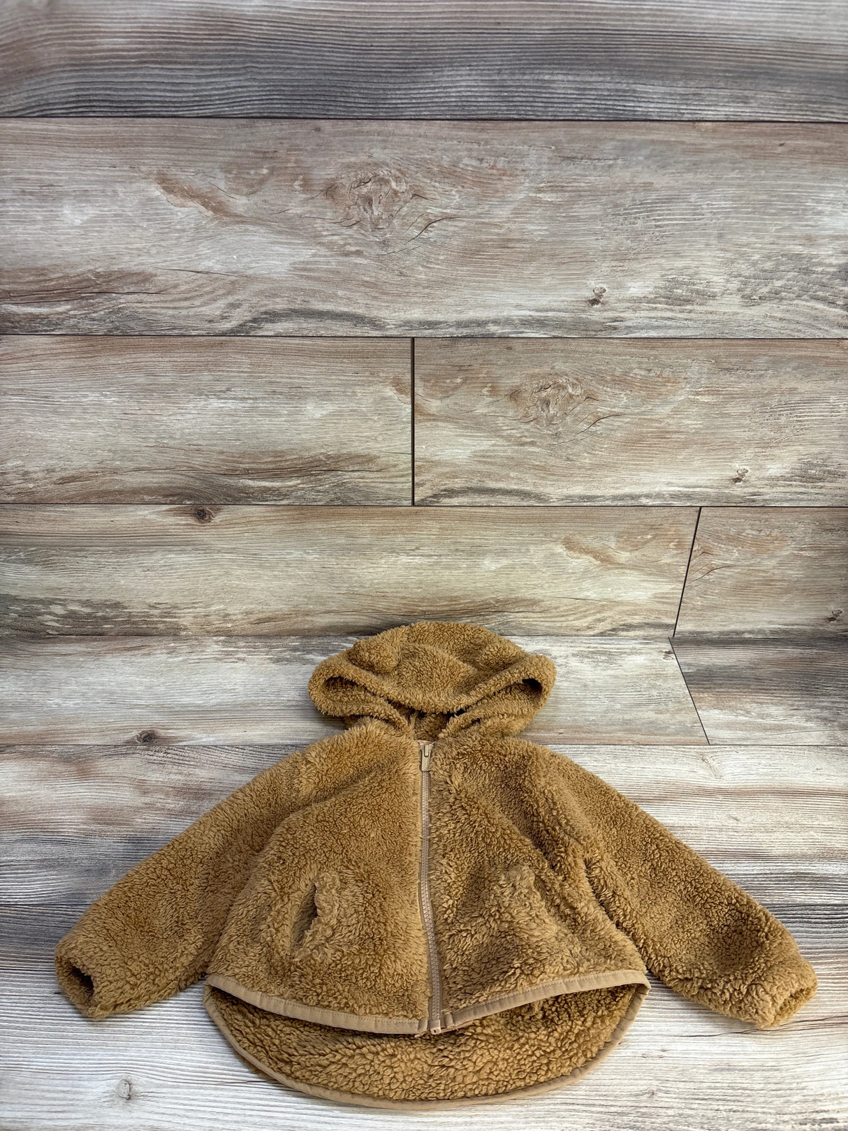 Old Navy Cozy Faux-Fur Critter Hooded Coat Caramel sz 18-24m