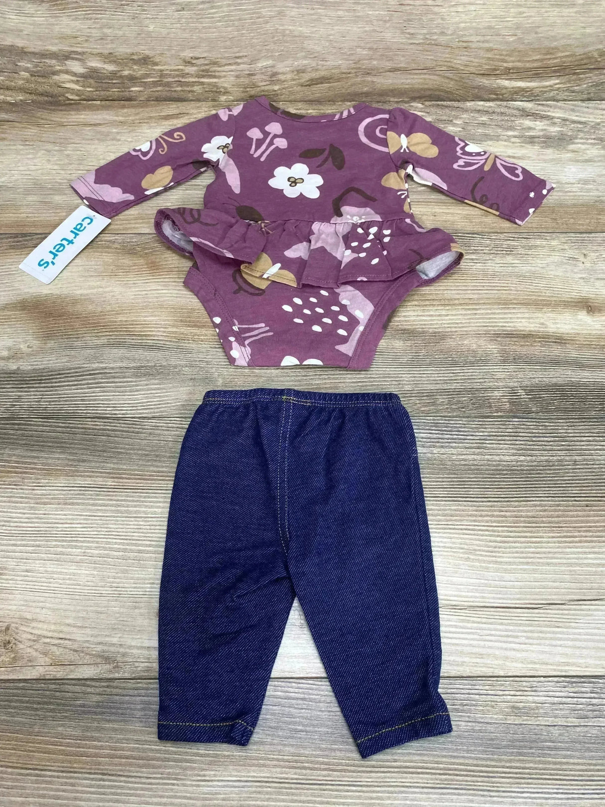 NEW Carter's 2pc Butterfly Skirted Bodysuit & Pants Purple sz Newborn - Me n Mommy To Be