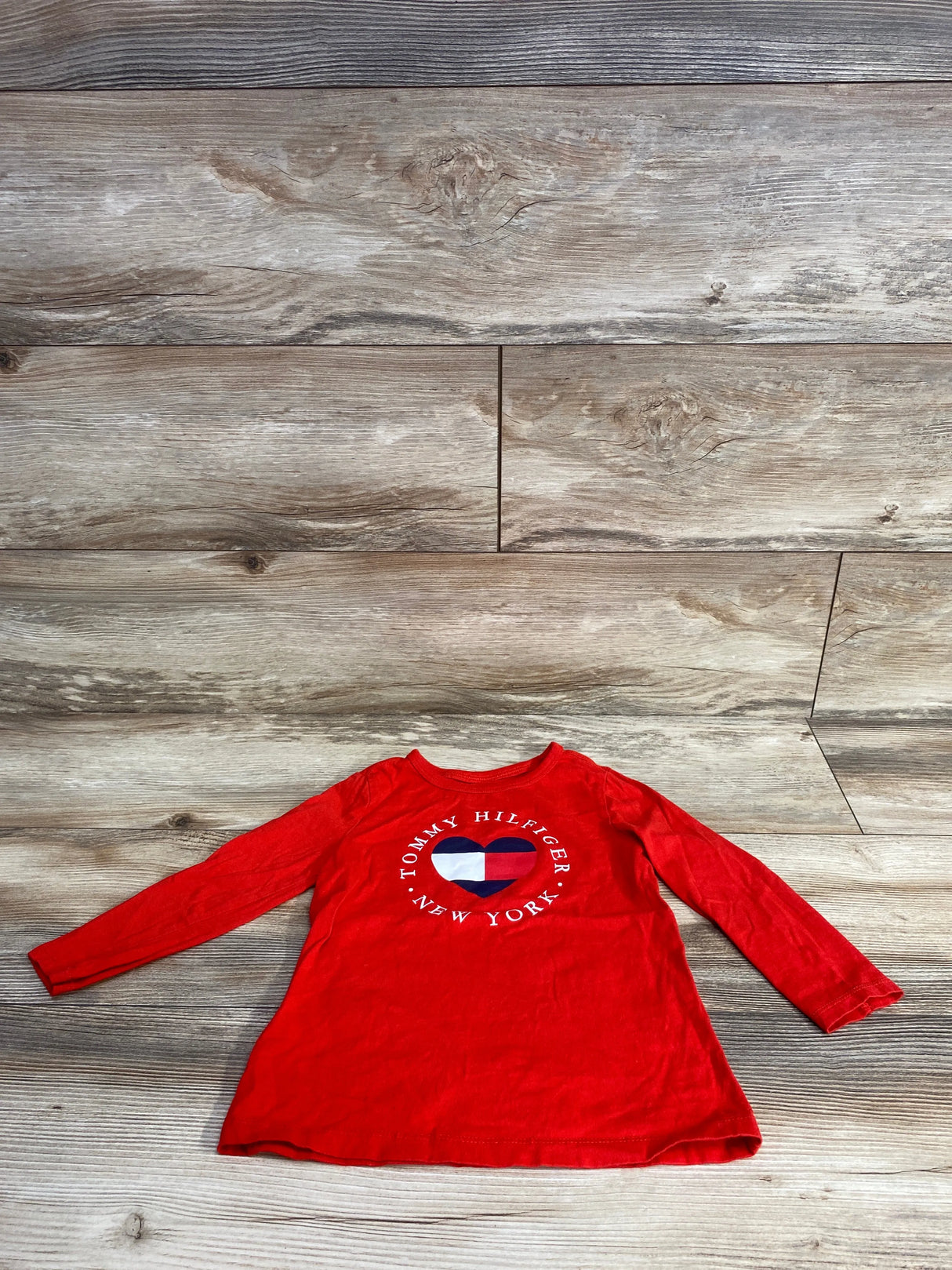 Tommy Hilfiger Heart Print Shirt Red sz 2-3T