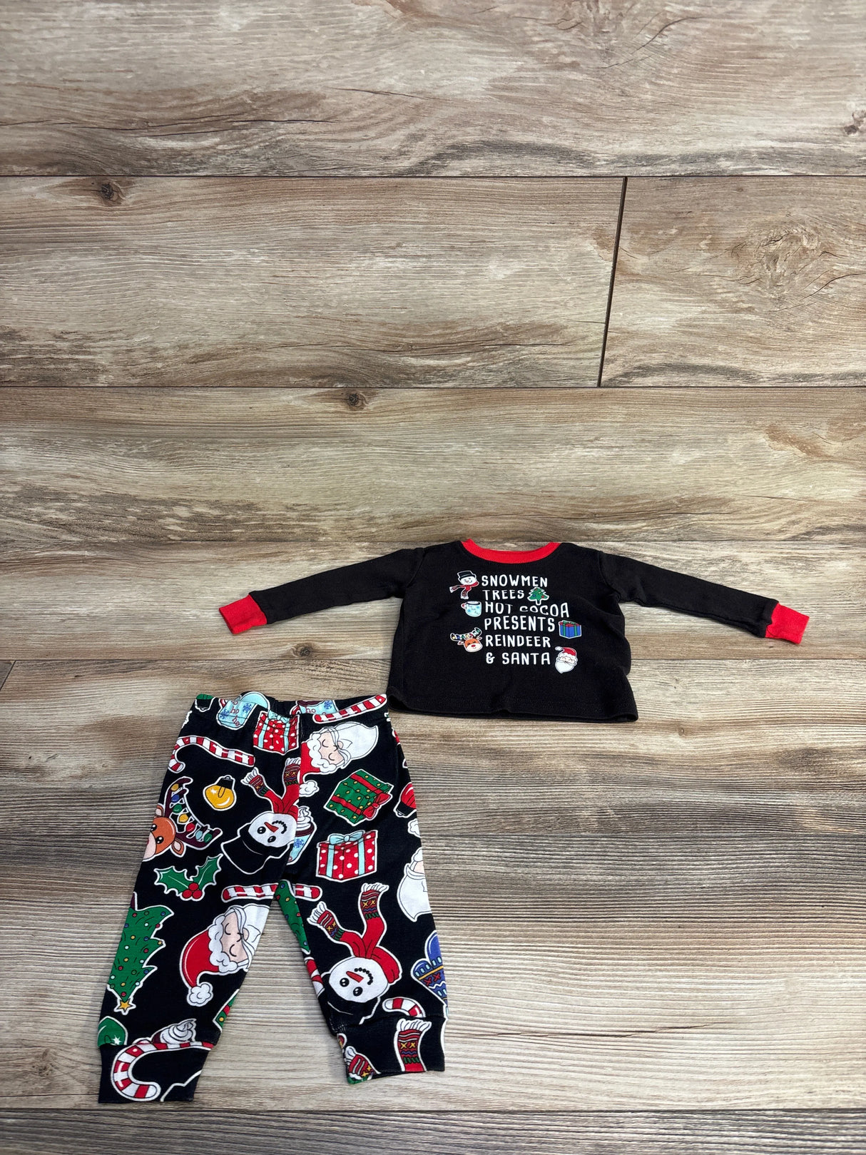 Children's Place 2pc Christmas Checklist Pajama Set Black sz 0-3m