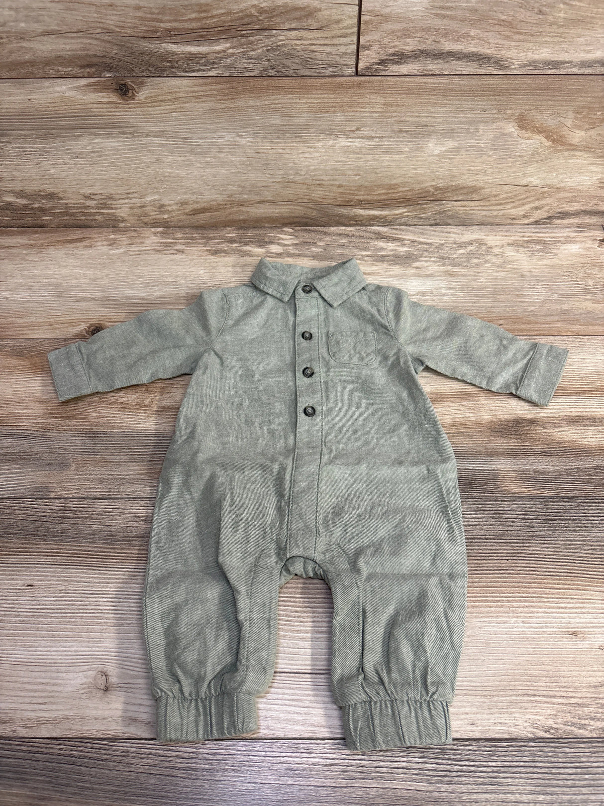 Cat & Jack Button Up Coverall Green sz 0-3m