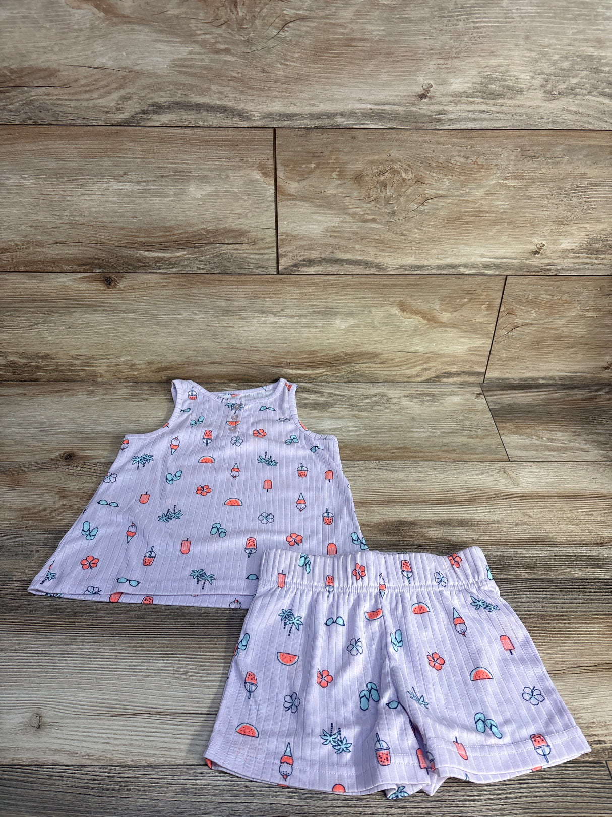 Cuddl Duds 2pc Ice Cream Henley Pajama Set Purple sz 4/5T