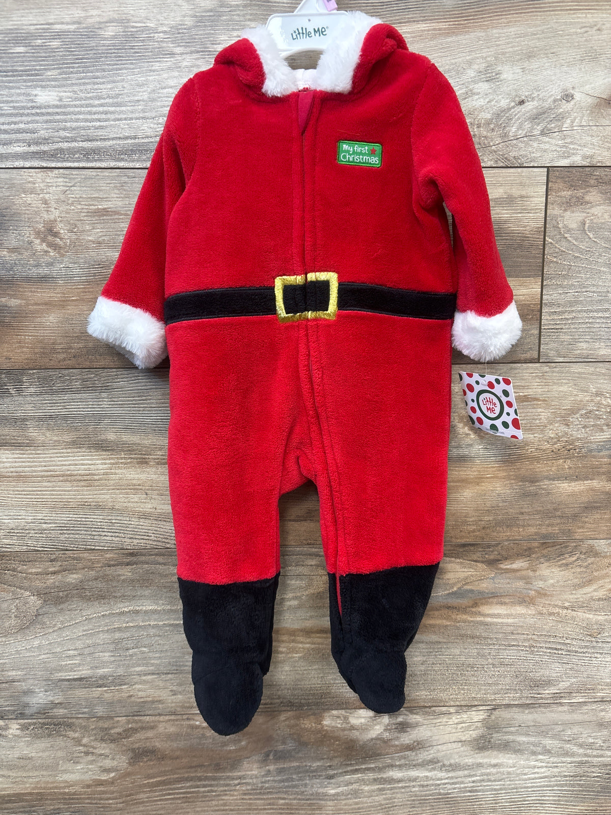 NEW Little Me My First Christmas Hooded Santa Coverall Red sz 9m